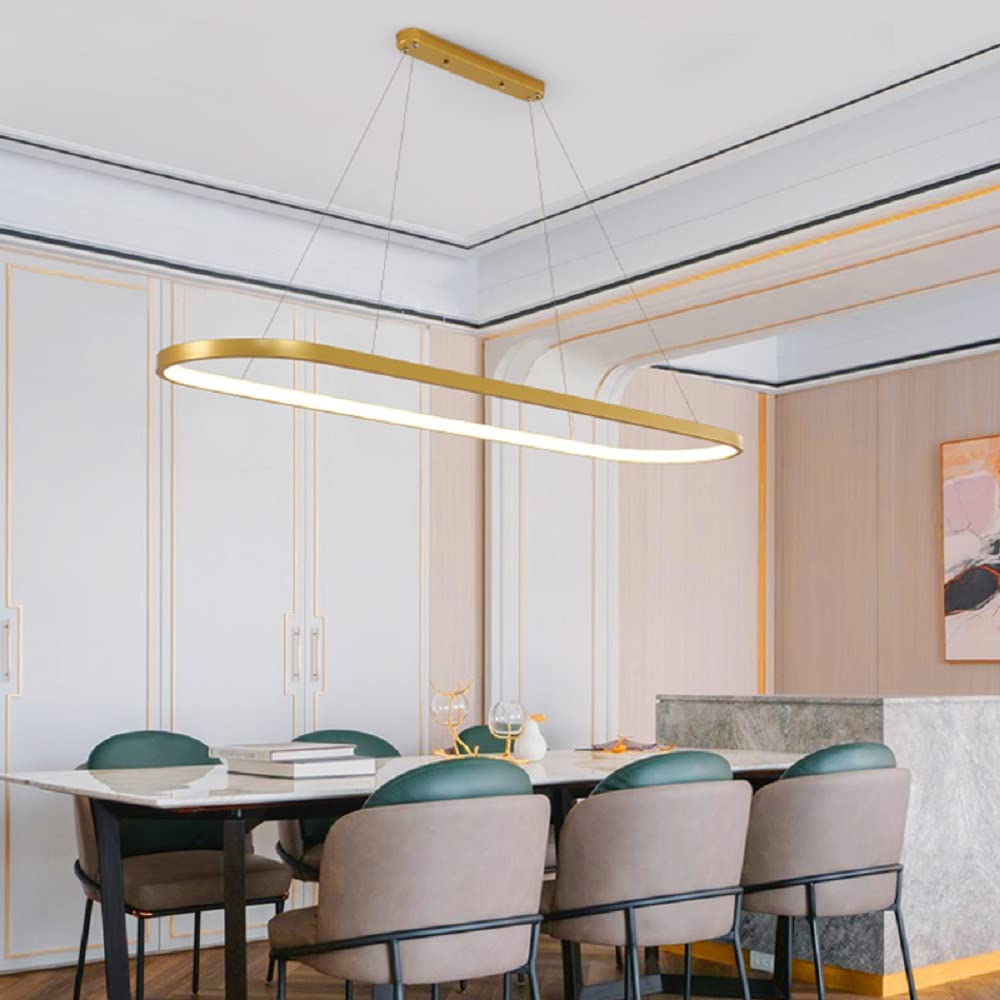 Modern Gold Oval Pendant Light - 35.5