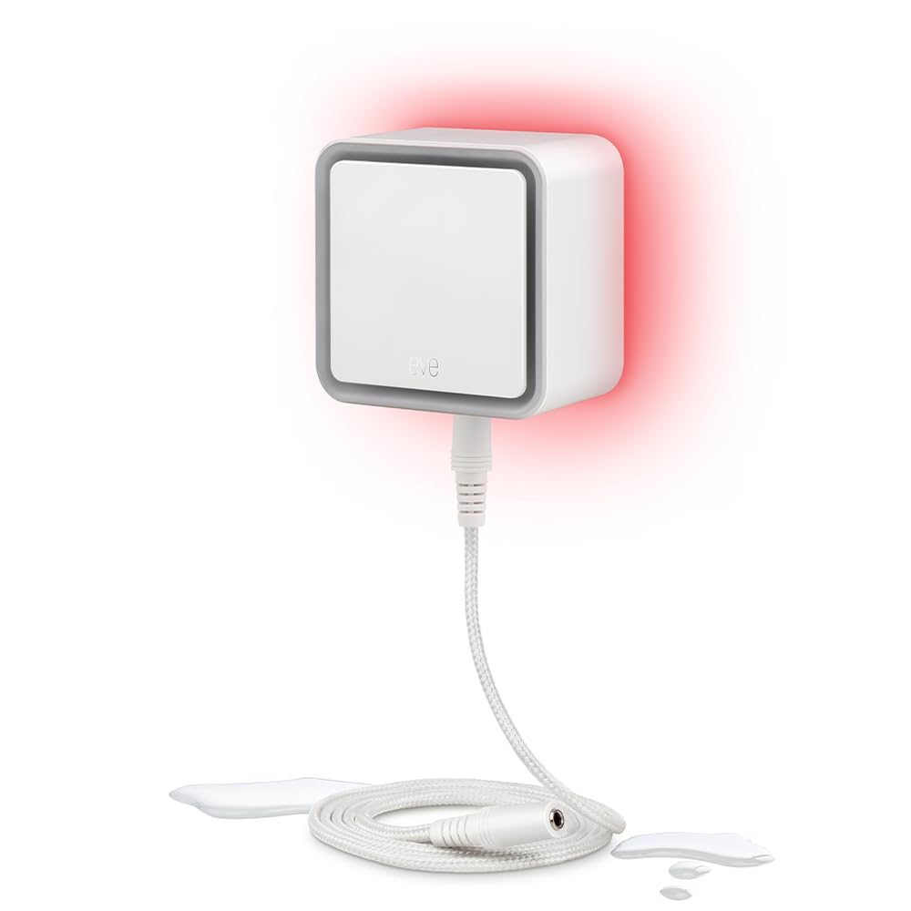 Eve Water Guard - Smart Home Water Leak Detector with 6.5 ft Sensing Cable, 100 dB Alarm, Apple HomeKit & Bluetooth Connectivity, Real-Time App Alerts | Prevent Flood Damage for Basement, Kitchen & Laundry Rooms