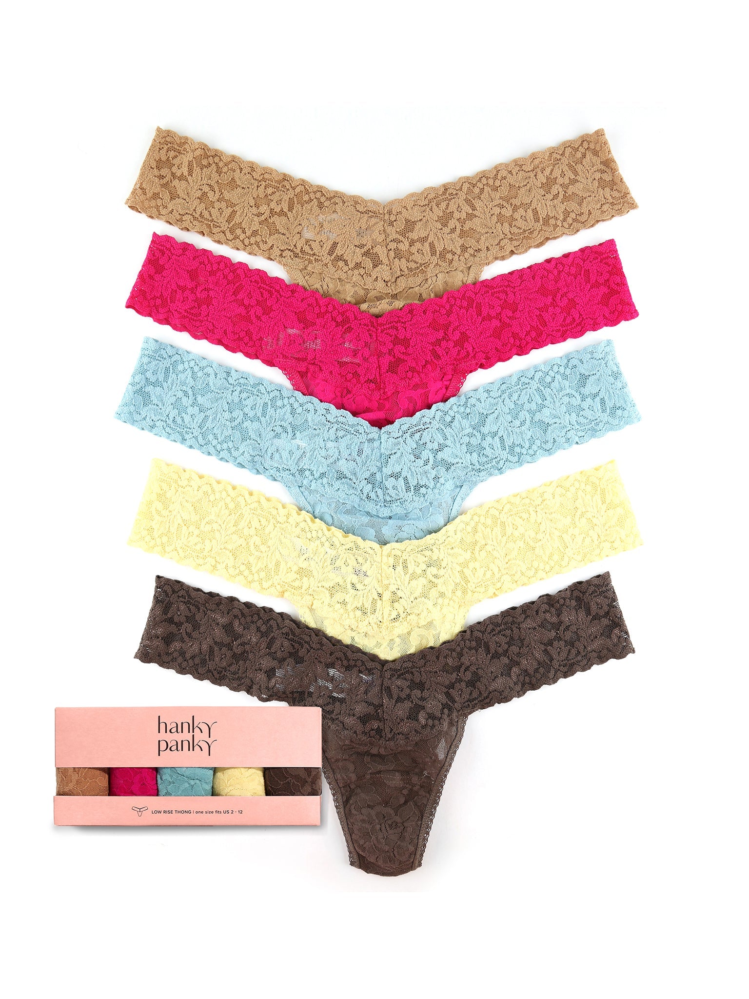 5 Pack Signature Lace Low Rise Thongs for Women - Soft Comfortable Underwear - Perfect for Daily Wear, Date Night & Special Occasions