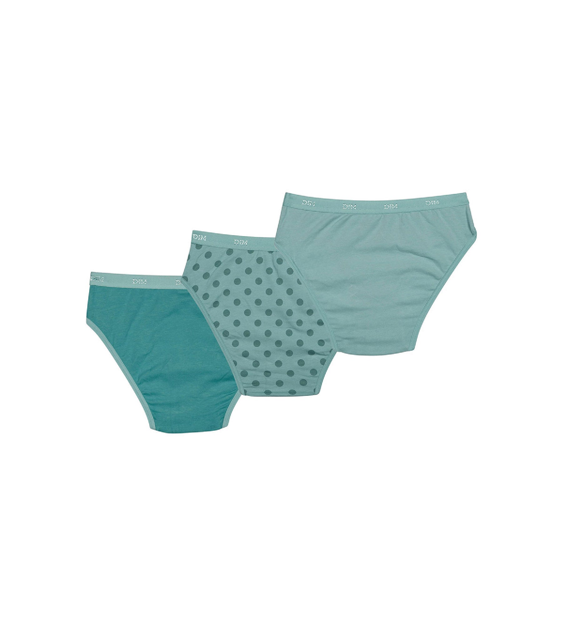 3 Pack Girls Cotton Stretch Underwear - Water Green Polka Dot with Pockets | Soft & Breathable for School, Play & Everyday Comfort