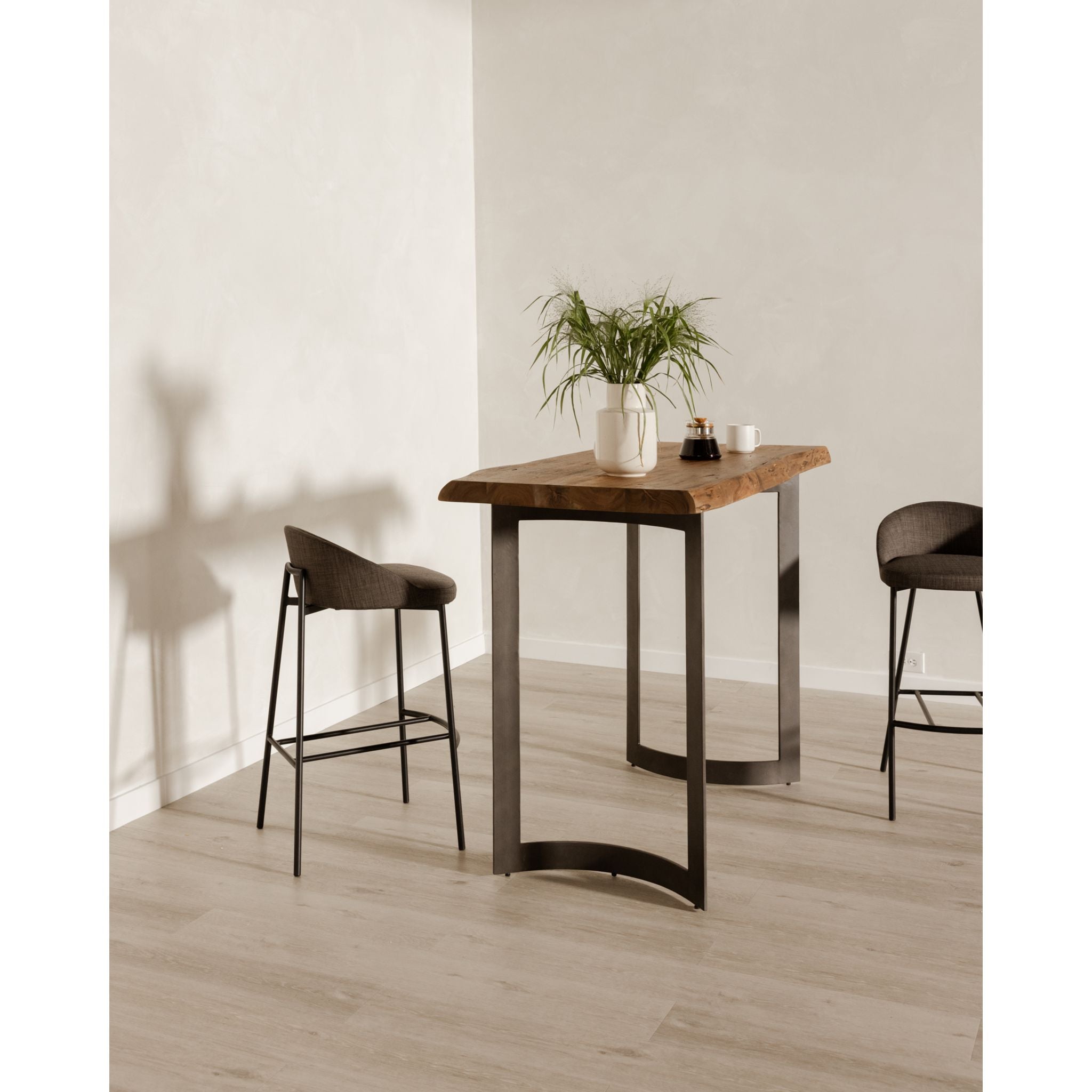 Bent Bar Table - Modern Smoked Glass Top Bar Table for Kitchen, Dining Room, or Lounge - Perfect for Entertaining and Small Spaces (Model: 1564560K)