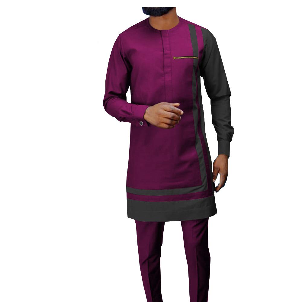 **African Men's Dashiki Outfit Set - Long Sleeve Ankara Coat & Pants 2-Piece Tracksuit (Plus Size) - Perfect for Weddings, Cultural Events & Casual Wear**