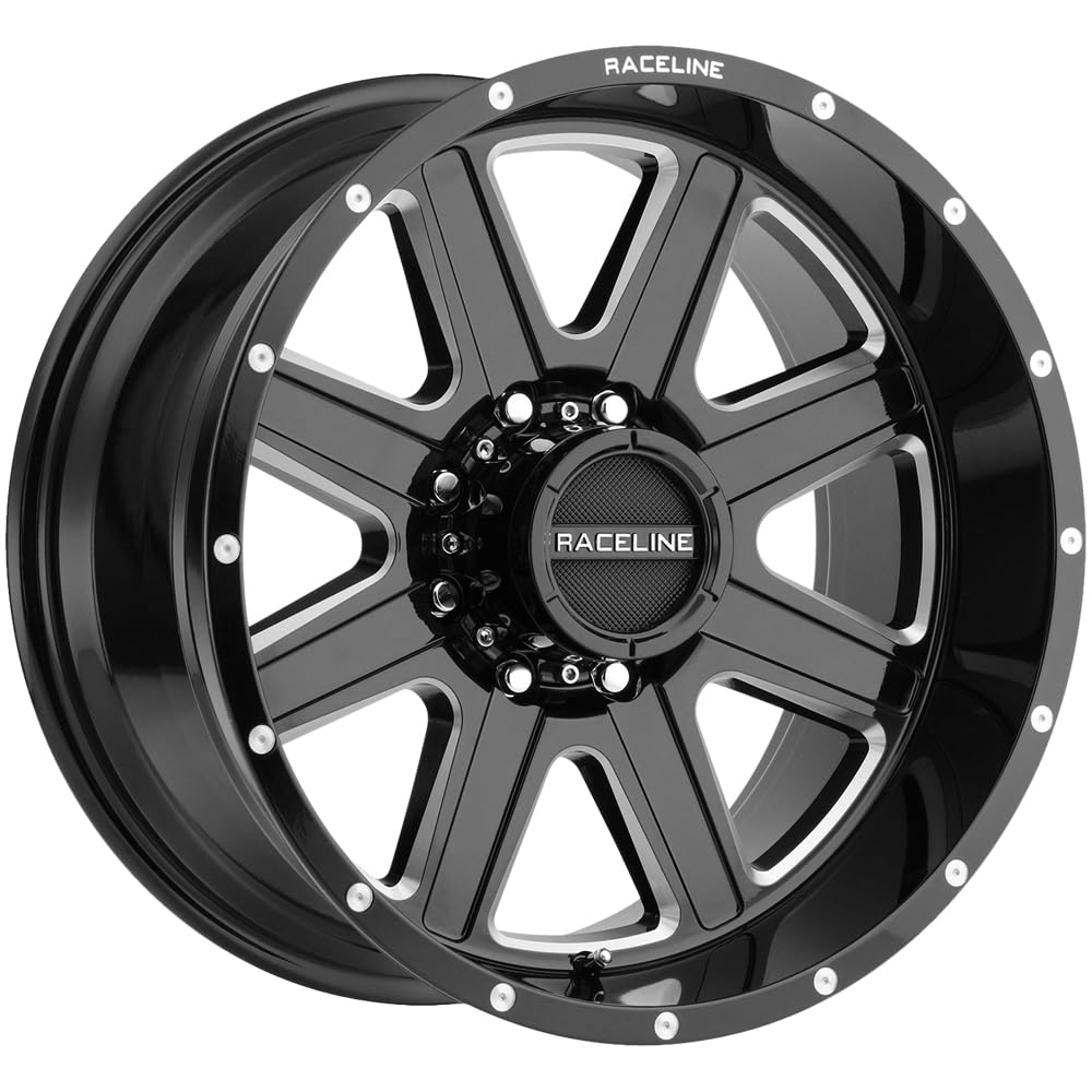 Raceline Wheels Hostage 940 Gloss Black Milled Wheel - 18x9 Inches, 8x180mm Bolt Pattern, 12mm Offset - Perfect for Off-Road Trucks & SUVs