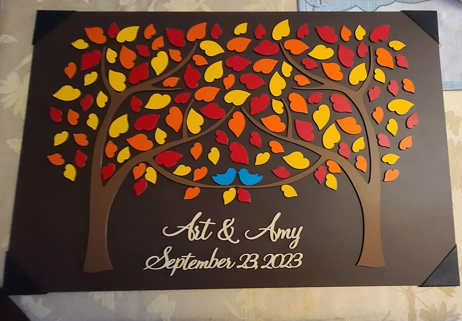 3D Wooden Heart Tree Guest Book - Navy Blue Rustic Wedding Guestbook Alternative for Couples | Perfect for Weddings, Anniversaries & Romantic Events