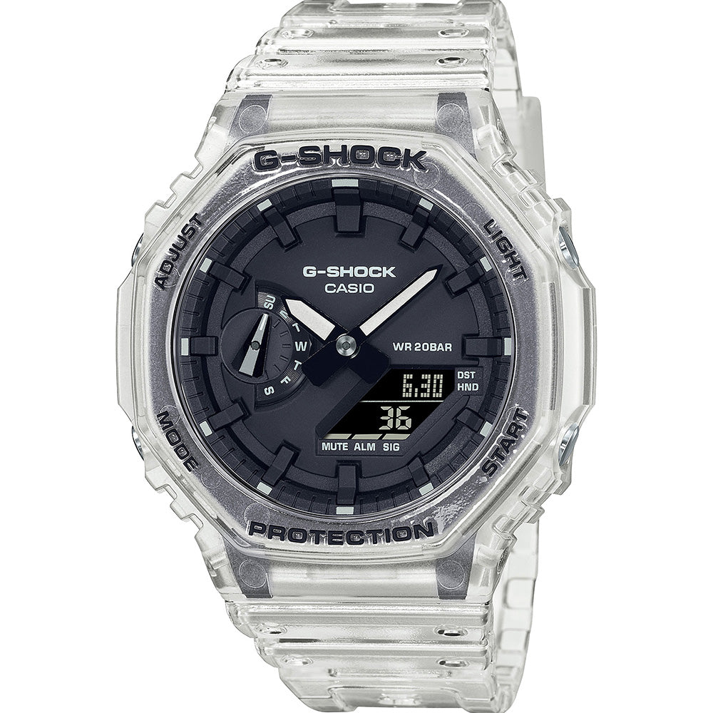 G Shock GA2100SKE 7A 'CasiOak' Transparent Series Watch - Shock Resistant Digital Analog Sport Watch for Men - Perfect for Outdoor Activities, Running & Extreme Sports