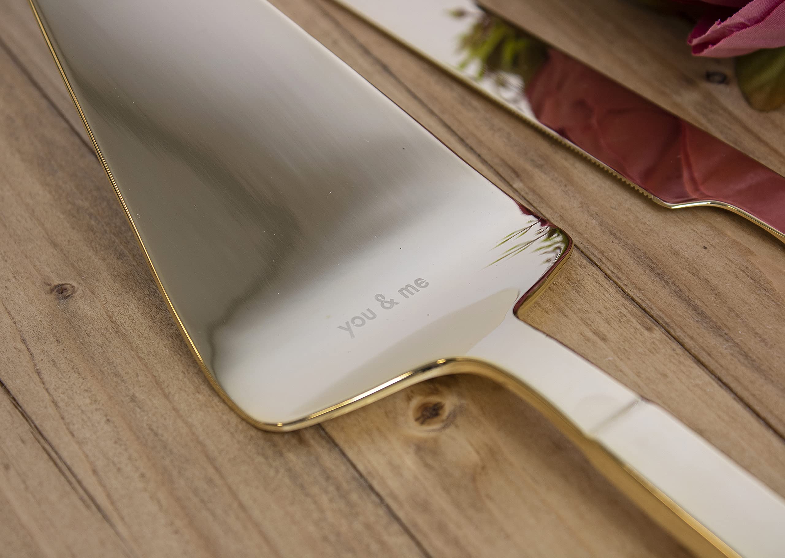 Kate Spade Bridal With Love Gold Personalized Wedding Cake Cutting Set - Custom Engraved Cake Knife & Server Set for Bride & Groom - Perfect Wedding Gift & Bridal Shower Accessory for Romantic Ceremonies