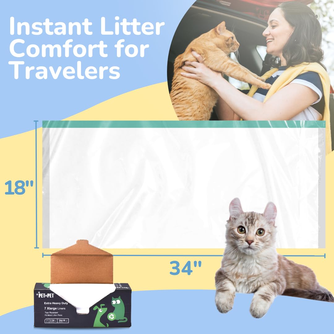 PET N PET Extra Large Cat Litter Box Liners - 14 Count Heavy Duty Kitty Litter Bags for Poop | Tear & Leak Proof with Drawstring Closure | Perfect for Large Litter Boxes & Multi-Cat Households