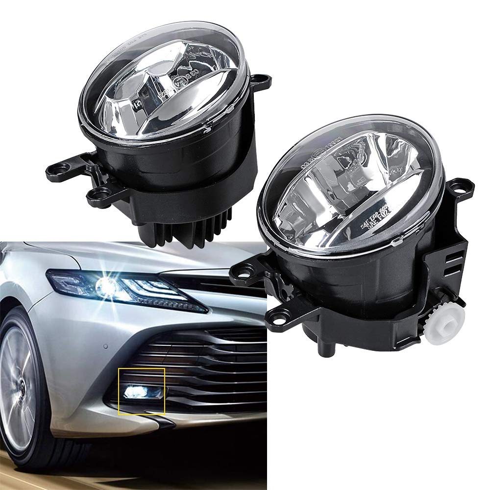 Pair of Car LED DRL Daytime Running Lights with Yellow Turn Signal & Fog Light - Xenon White Driving Lights Compatible with Toyota Camry XSE SE 2018-2020 Models | Perfect for Night Driving & Enhanced Visibility