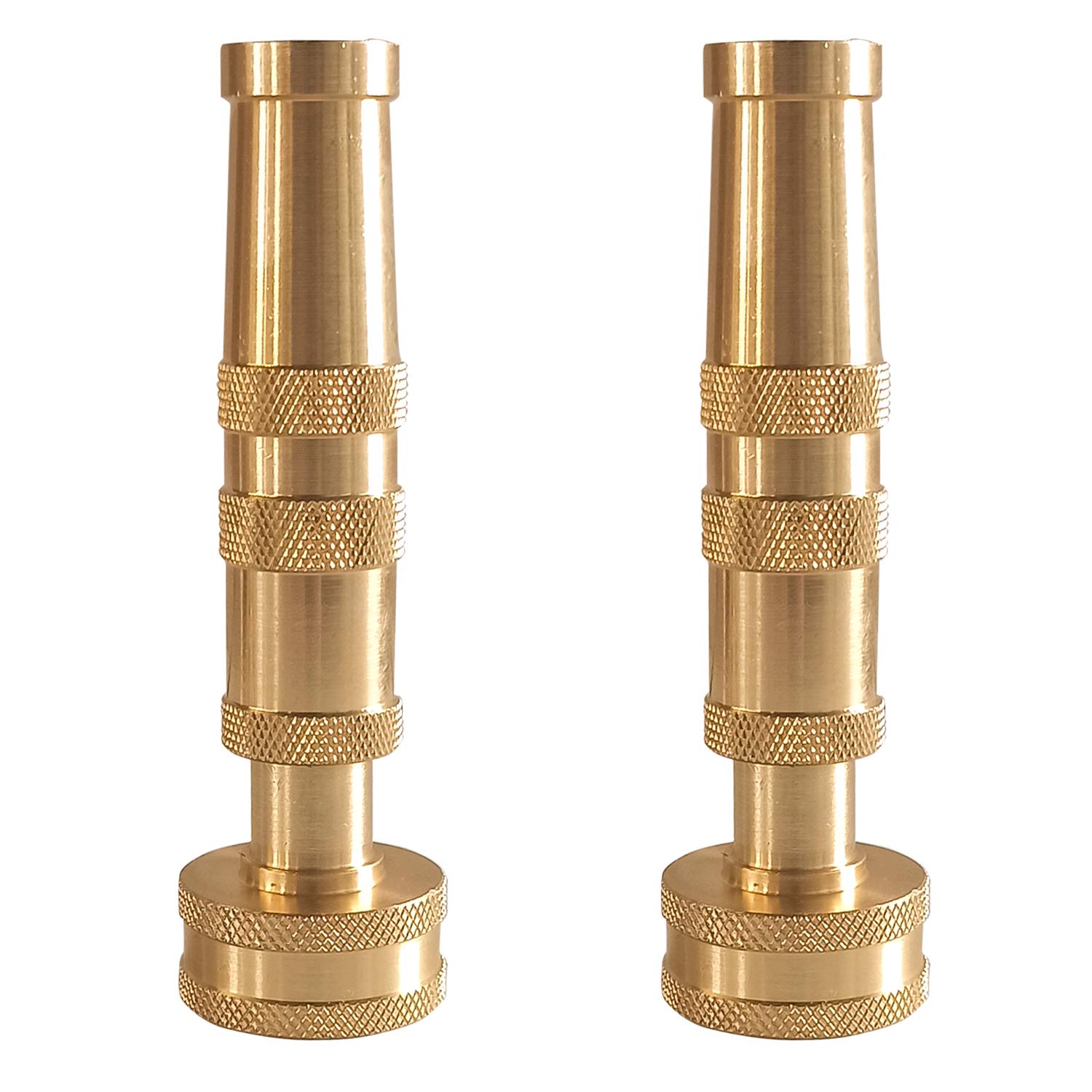 Heavy-Duty Brass Hose Nozzle 2 Pack - Adjustable Twist Spray for Garden & Car Wash