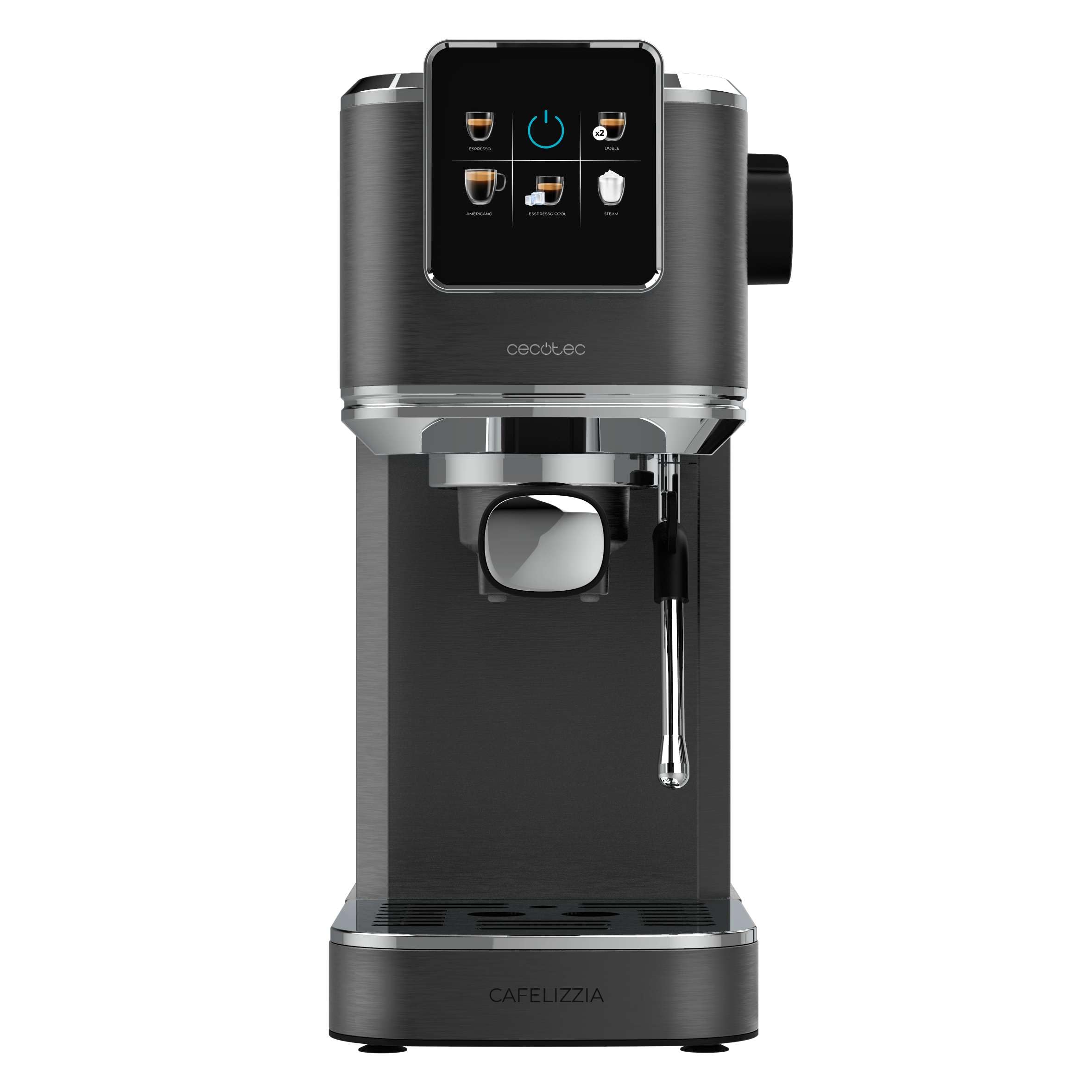 Cecotec Espresso Coffee Machine with ColdBrew System - 20 Bar Pressure Pump, Touch Screen, Adjustable Steam Nozzle, 1.5L Removable Tank, Dual Spout - Perfect for Home Baristas & Coffee Lovers