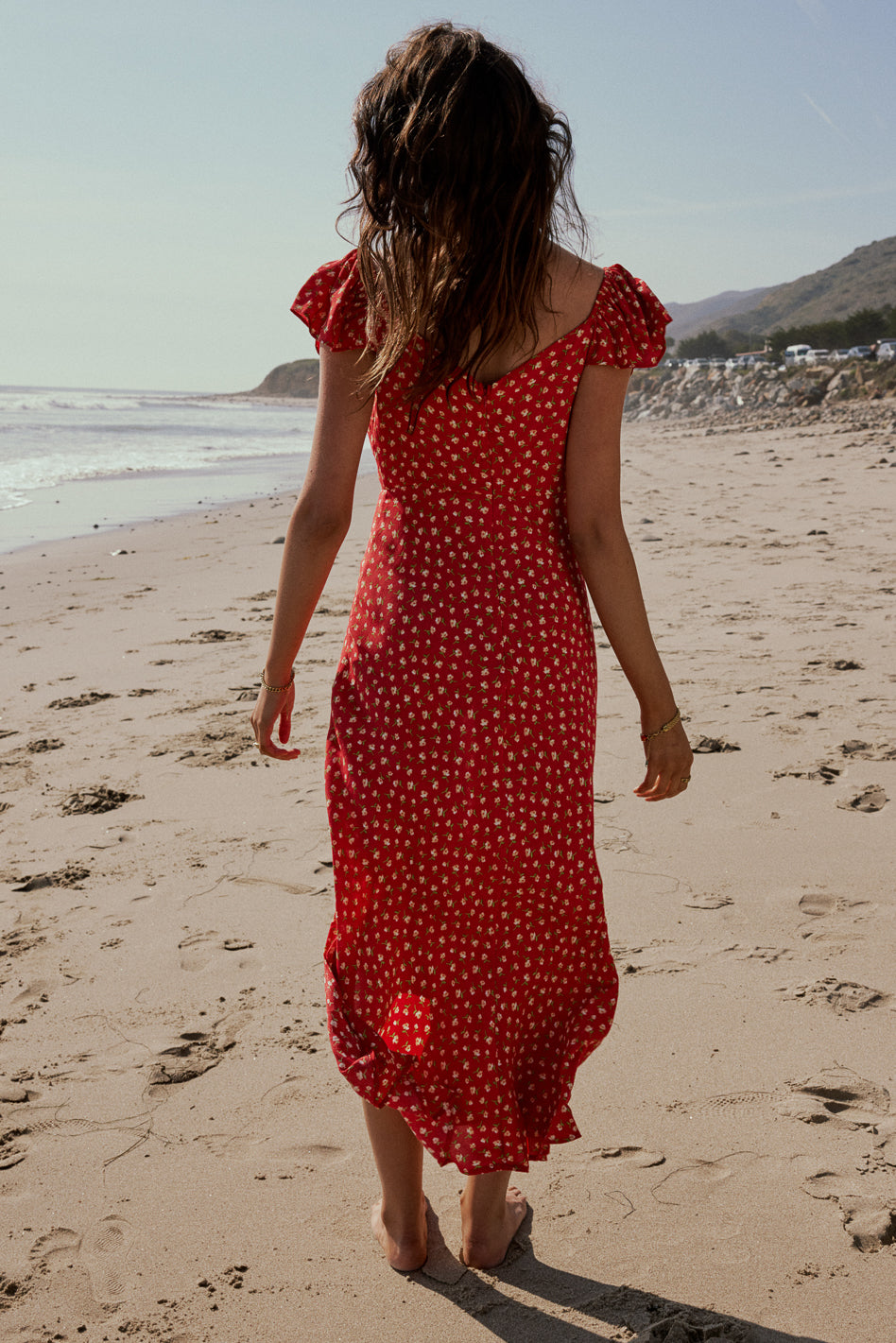 Grayson Floral Maxi Dress for Women - Red Long Sleeve Bohemian Summer Dress - Perfect for Beach Vacation, Wedding Guest & Casual Outings