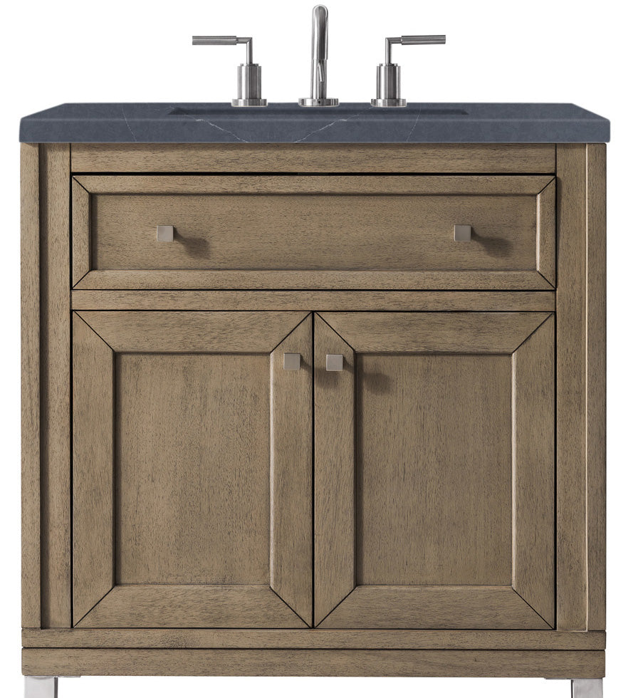 James Martin Vanities Chicago Collection 30-Inch Single Bathroom Vanity in Whitewashed Walnut with Countertop Options - Perfect for Modern Bathroom Renovations & Small Space Solutions