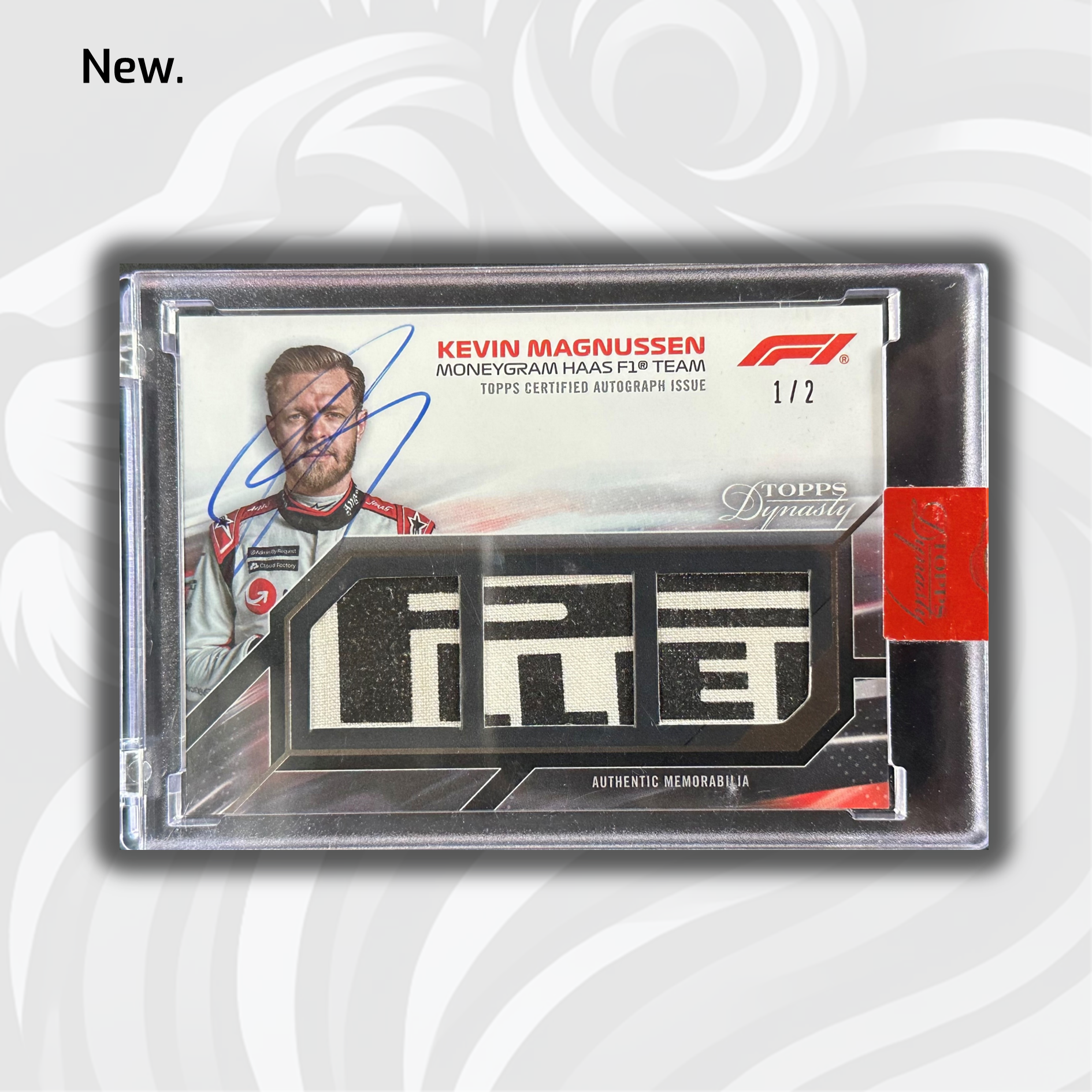 2023 Topps Dynasty F1 Kevin Magnussen #SDTRA KMII Triple Relic Autograph Card - Collectible Memorabilia for F1 Fans and Sports Card Enthusiasts