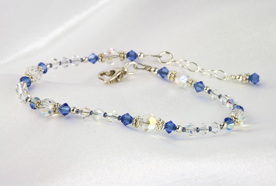 Elegant Blue Sapphire Wedding Anklet - Dainty Bridal Jewelry for Something Blue Tradition | Perfect for Bridal Showers, Weddings & Honeymoons