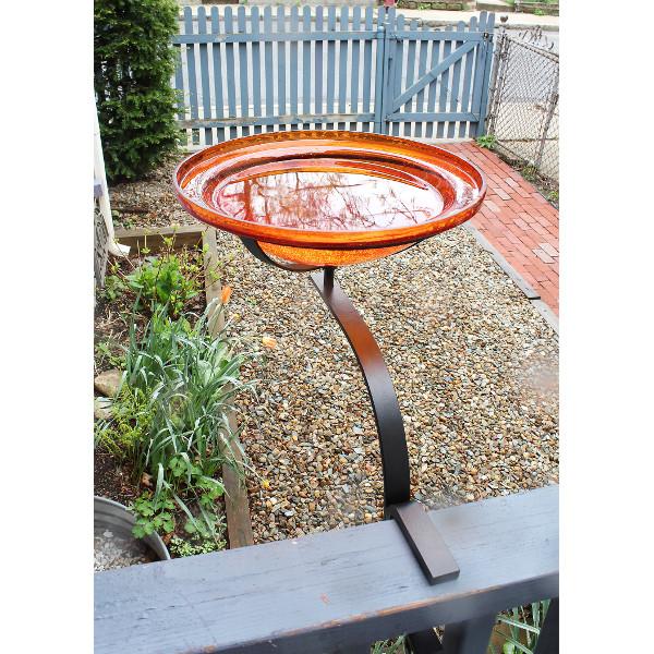 Handmade Mandarin Crackle Glass Birdbath Bowl - Outdoor Garden Decoration for Birds & Wildlife - Perfect for Patio, Yard & Backyard Bird Watching