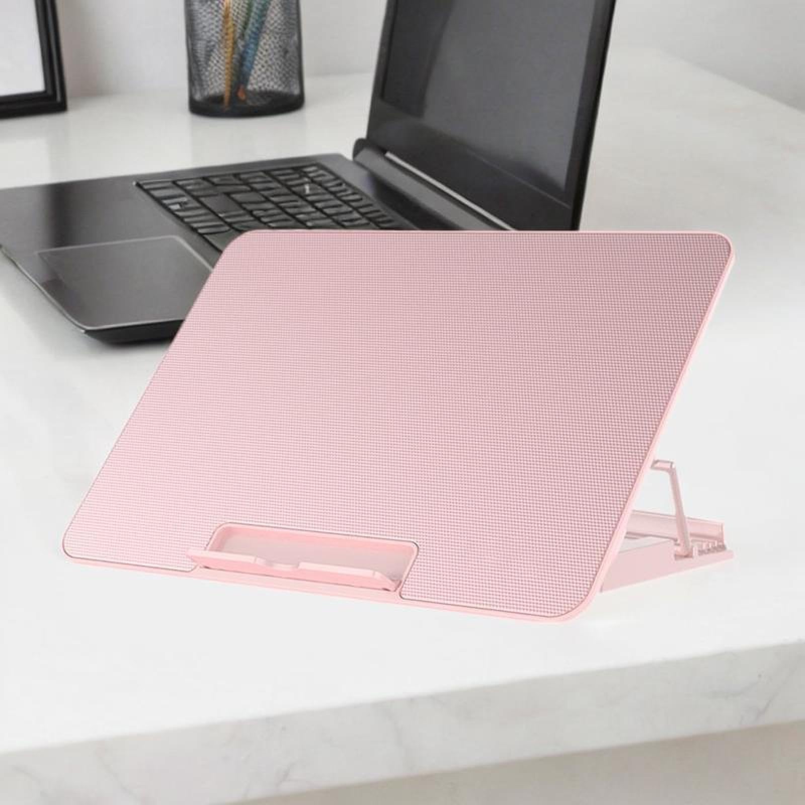 Dickly Laptop Cooling Pad with 6 Adjustable Heights & Dual USB Ports - Adjustable Fan Speed Pink Laptop Stand for Home Office & Gaming Use
