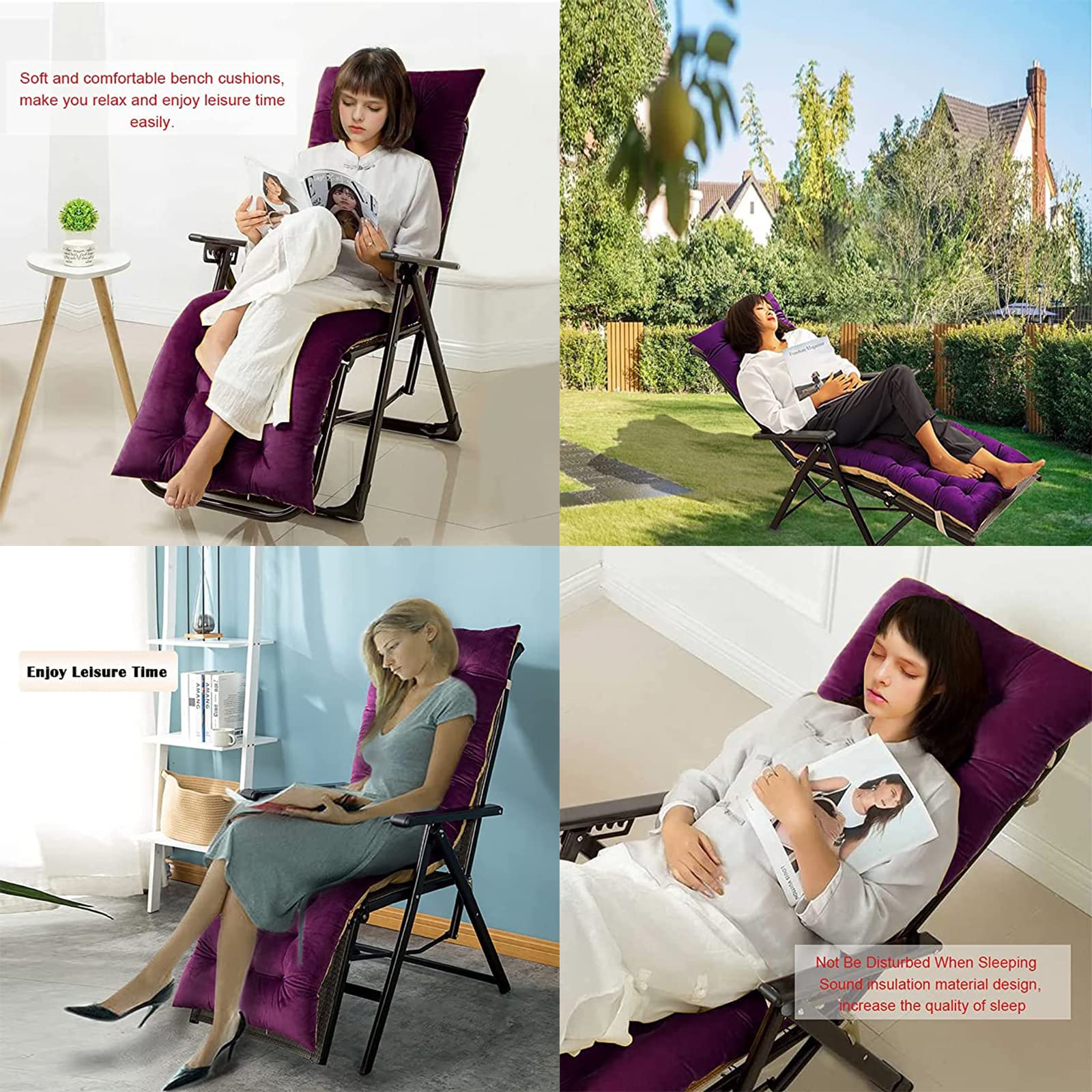 Premium Outdoor Patio Bench Cushion - Thick Velvet Garden Swing & Lounge Seat Pad - Waterproof & UV Resistant - Perfect for Bay Window, Porch, Deck (Purple, 68 x 22 x 4 Inches) - Ideal for Relaxing in Your Backyard, Sunroom or Poolside