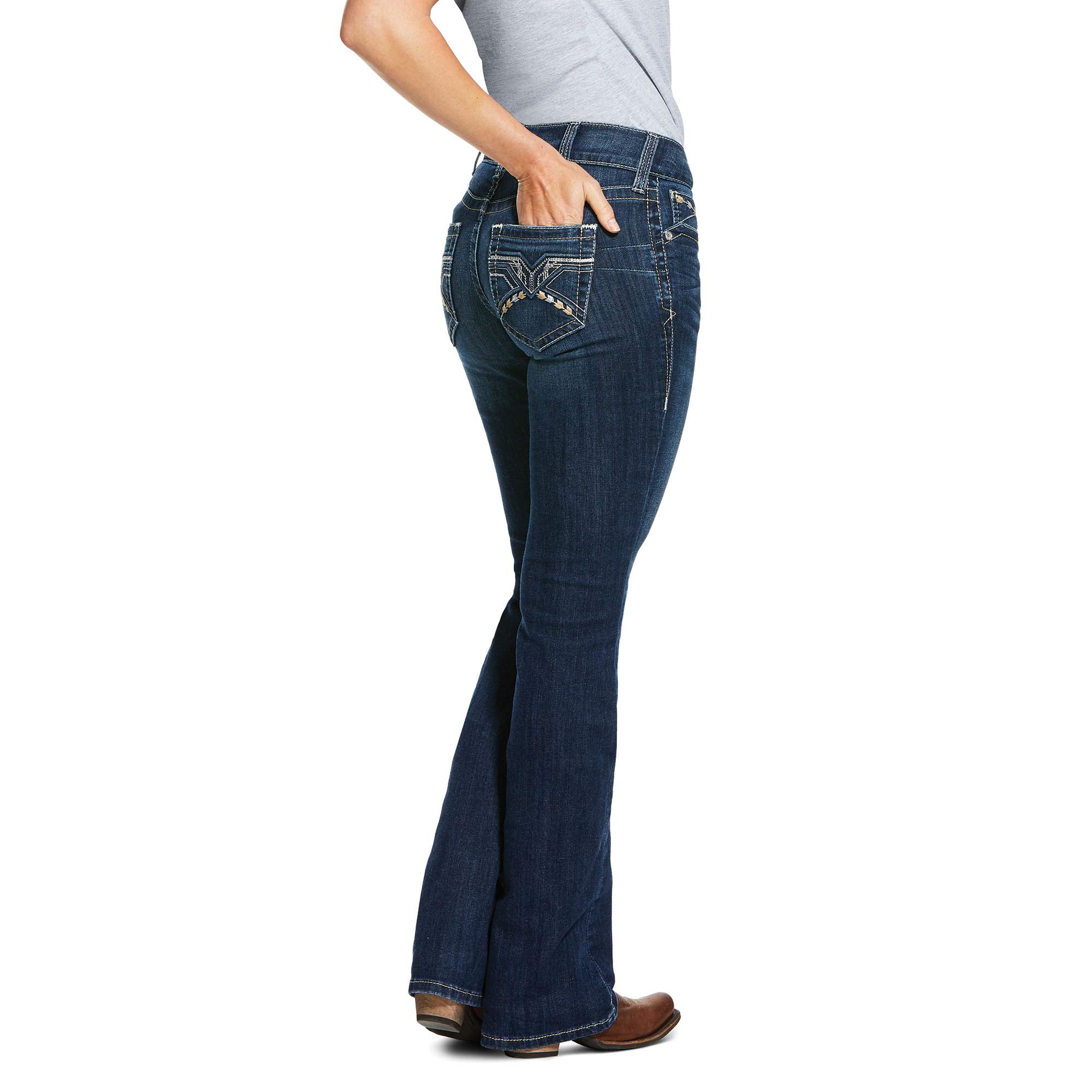 ARIAT Women's R.E.A.L. Mid Rise Stretch Firebird Boot Cut Jeans - Comfortable Western Denim Pants for Riding, Work & Casual Wear