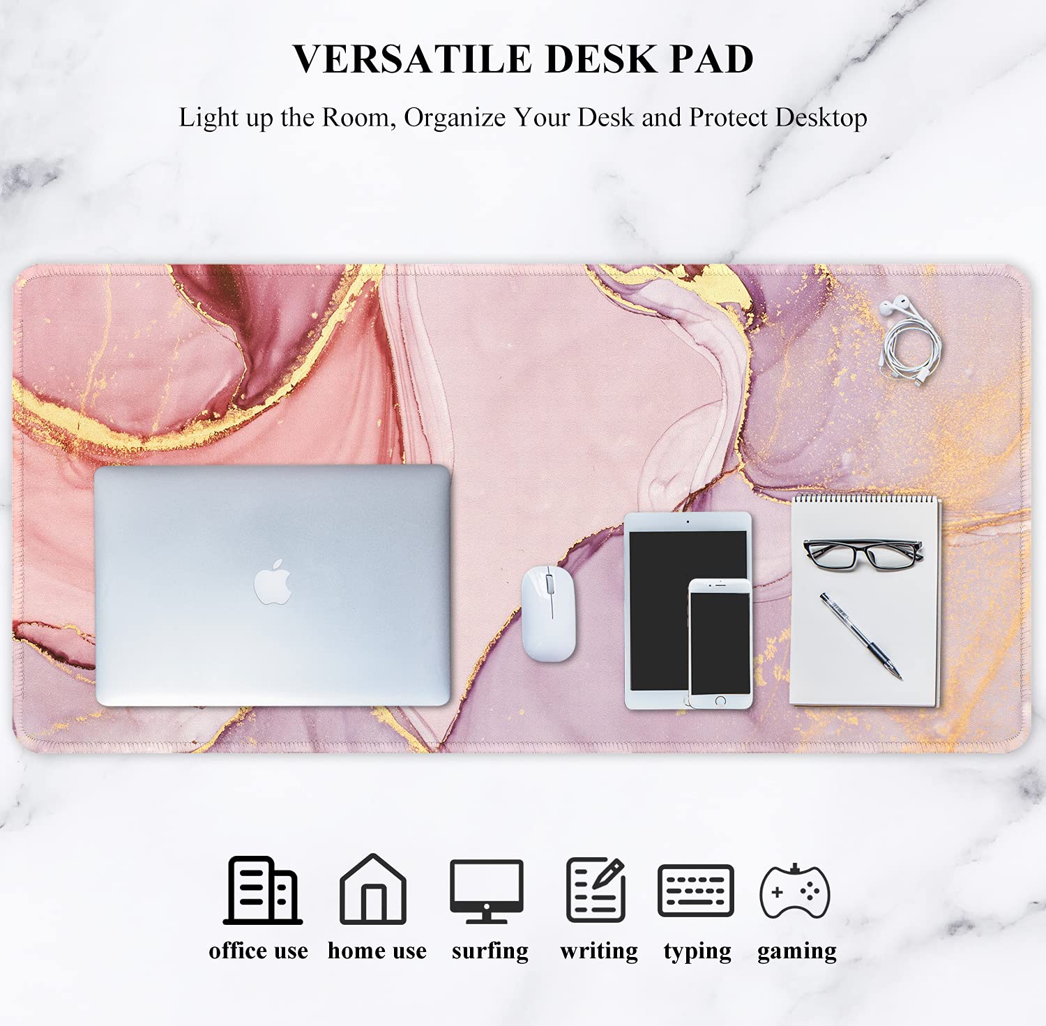 Auhoahsil XXL Gaming Mouse Pad - Non-Slip, Stitched Edge (35.5x15.7in) for Office & Gaming