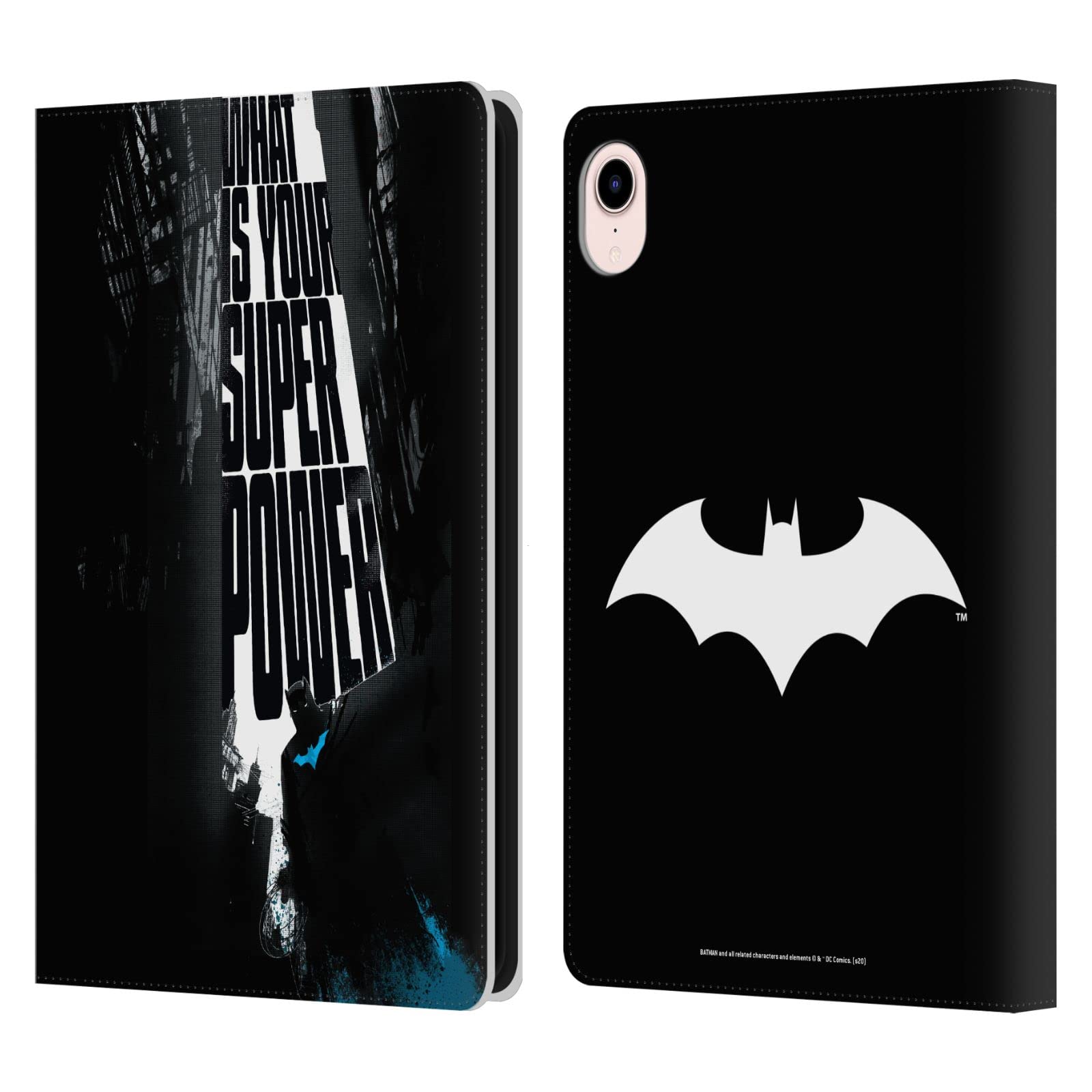 Head Case Designs Batman DC Comics Super Power Duality Leather Book Wallet Case for Apple iPad Mini 2021 - Protective Cover for Work, School & Travel