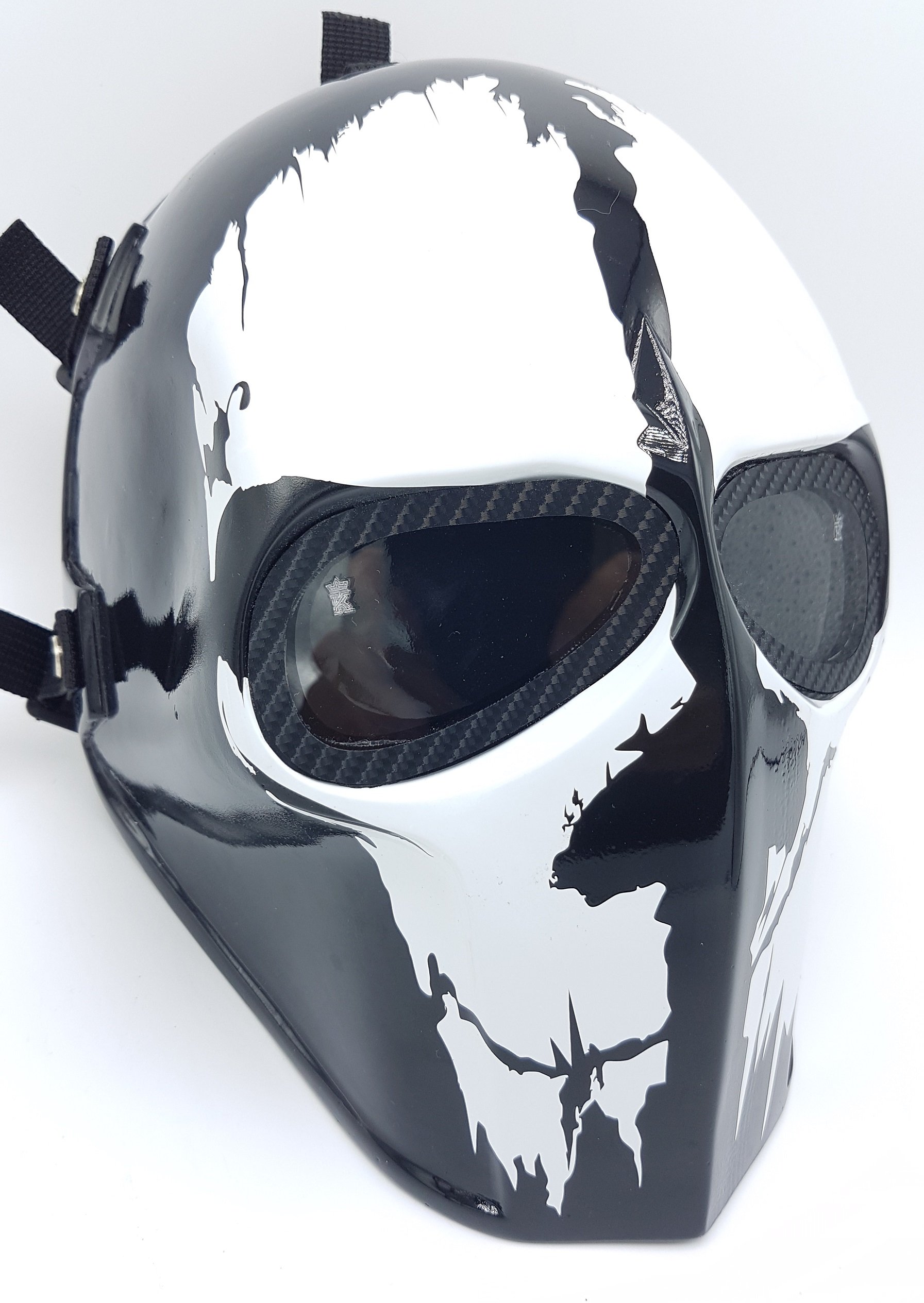 Airsoft Full Face Mask - Army of Two Cosplay, Halloween & Paintball Protective Gear - Black Smiley Ghost Mask (Ghost) - Perfect for Tactical Games, Costume Parties & Airsoft Battles