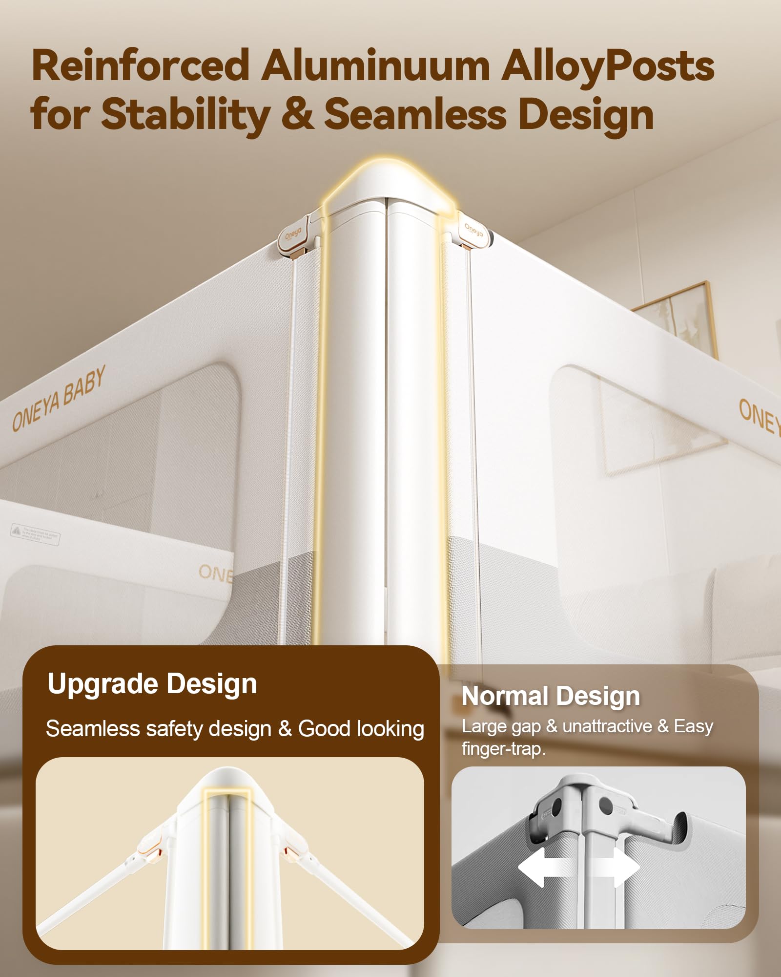 Toddler Bed Rail - Thickened & Reinforced Baby Bed Guard with Double Safety Lock | Fits Queen & King Size Beds (78.7