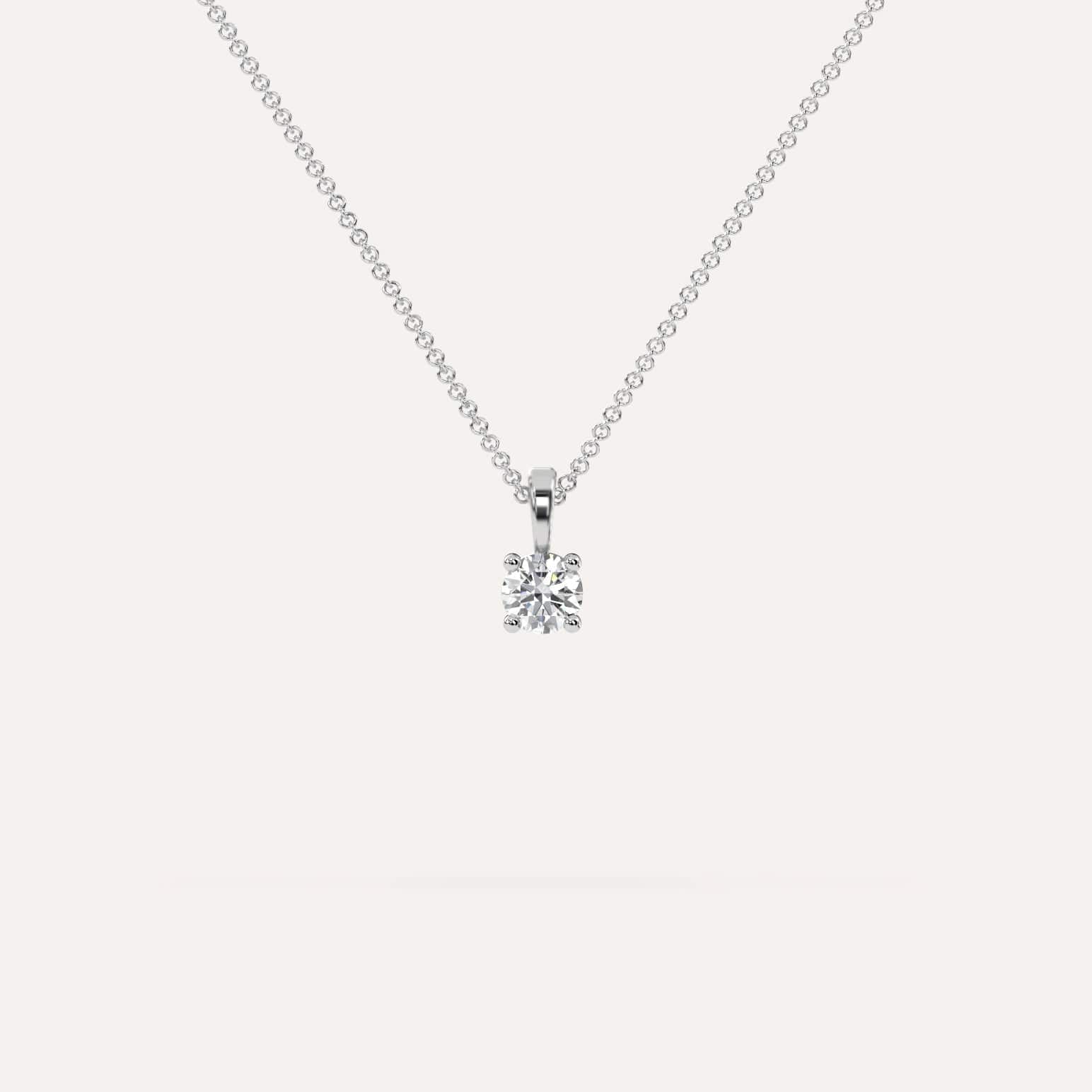 1/4 Carat Round Diamond Pendant Necklace - 14K White Gold Solitaire Necklace for Women, Elegant Gift for Anniversary, Valentine's Day & Special Occasions