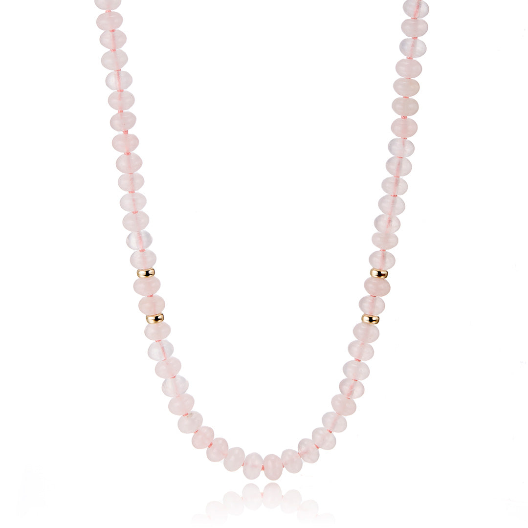Rose Quartz Rope Necklace for Women - Healing Crystal Jewelry for Chakra Balancing & Positive Energy - Perfect for Meditation, Yoga & Spiritual Gifts
