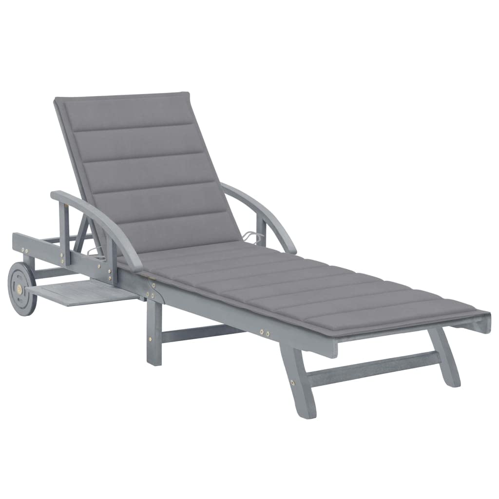 **Charmma Patio Sun Lounger with Cushion - Solid Acacia Wood Outdoor Chaise Lounge (18.47KG) - Perfect for Poolside, Garden, and Backyard Relaxation**