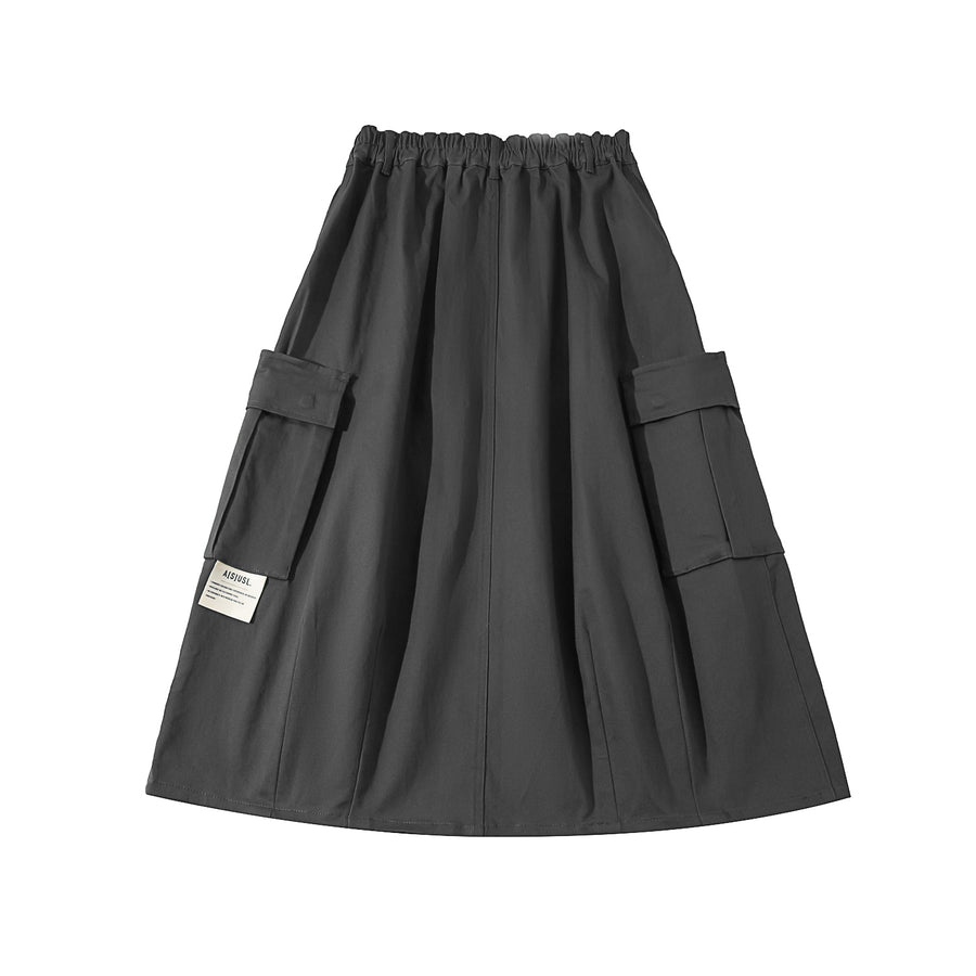 ASUSL Signature Cargo Balloon Skirt in Charcoal - Stylish High Waist A-Line Skirt for Women, Perfect for Casual Outings, Streetwear & Everyday Fashion