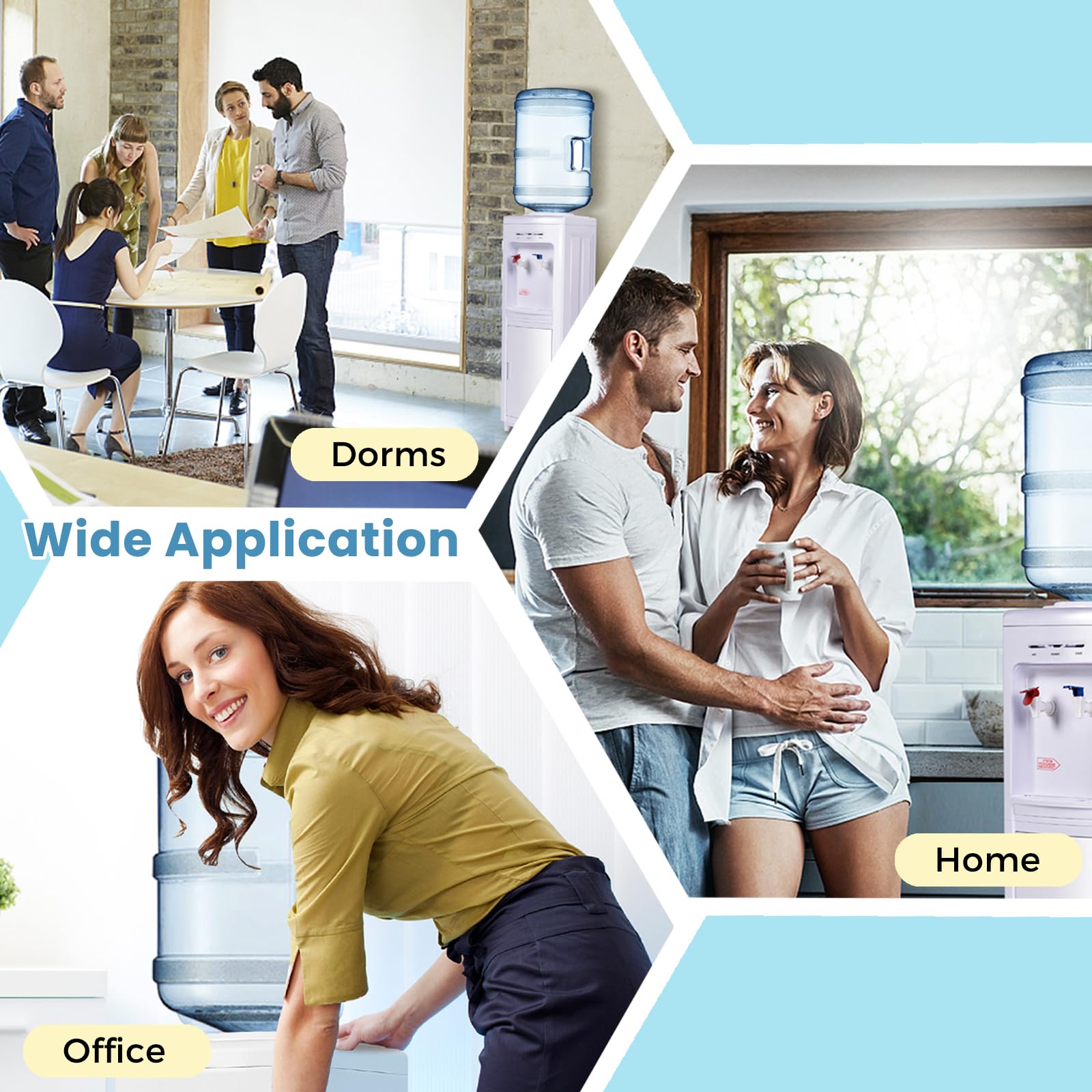 KOTEK 3-5 Gallon Top Loading Water Cooler Dispenser with Hot & Cold Water, Child Safety Lock & Storage Cabinet - Freestanding Electric Water Dispenser for Home, Office, Kitchen, Dorm - White (Perfect for Hydration, Tea, Coffee & Instant Meals)