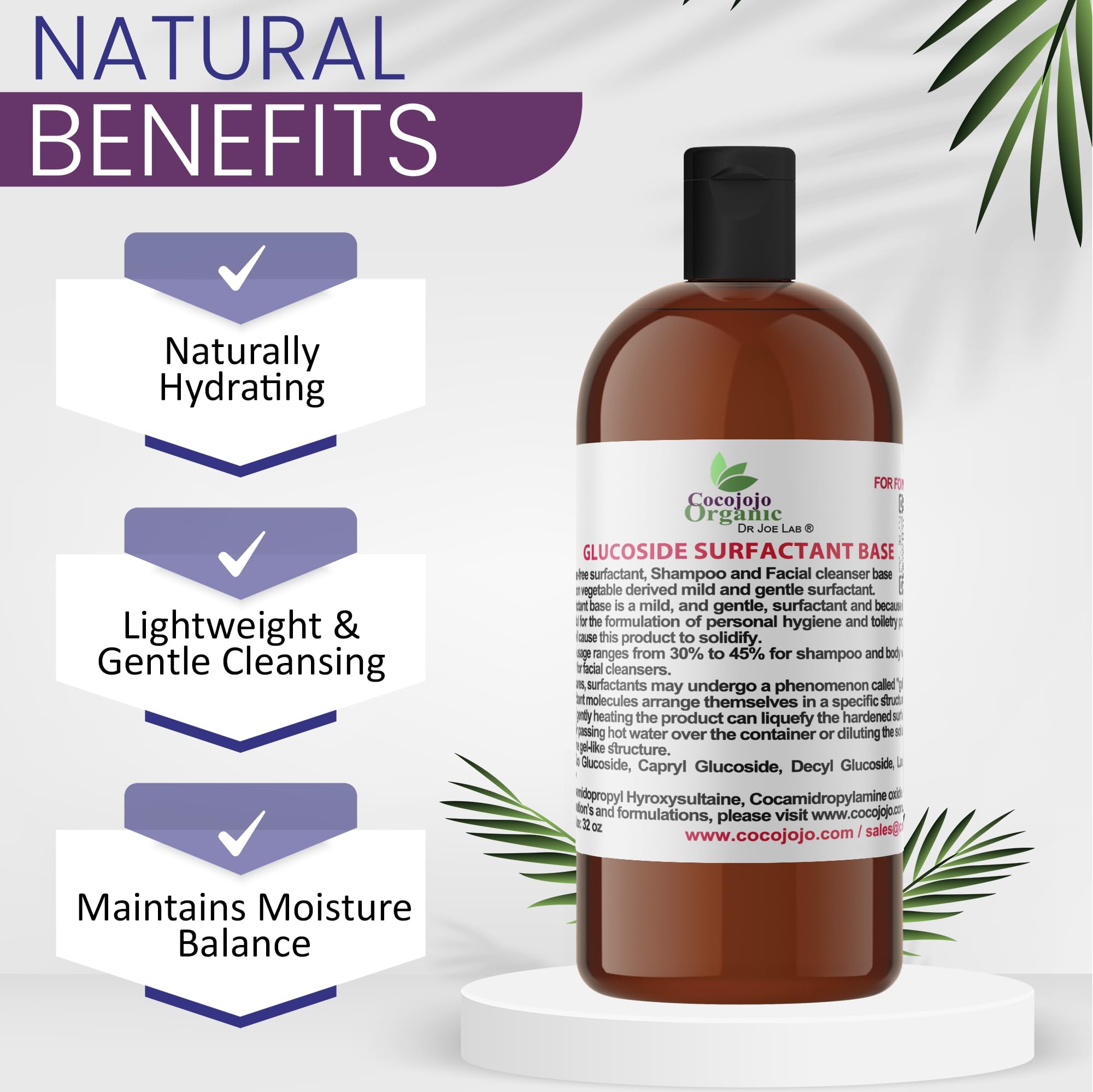 **Plant-Derived Glucoside Surfactant Base - All-in-One Natural Gentle Mild Rich Foaming Cleanser - Lauryl Decyl Coco Capryl Caprylyl Cosmetic Liquid for Hand Soap & Body Wash - 1 Gallon (Pack of 1) - Perfect for Sensitive Skin & Eco-Friendly Home Care**