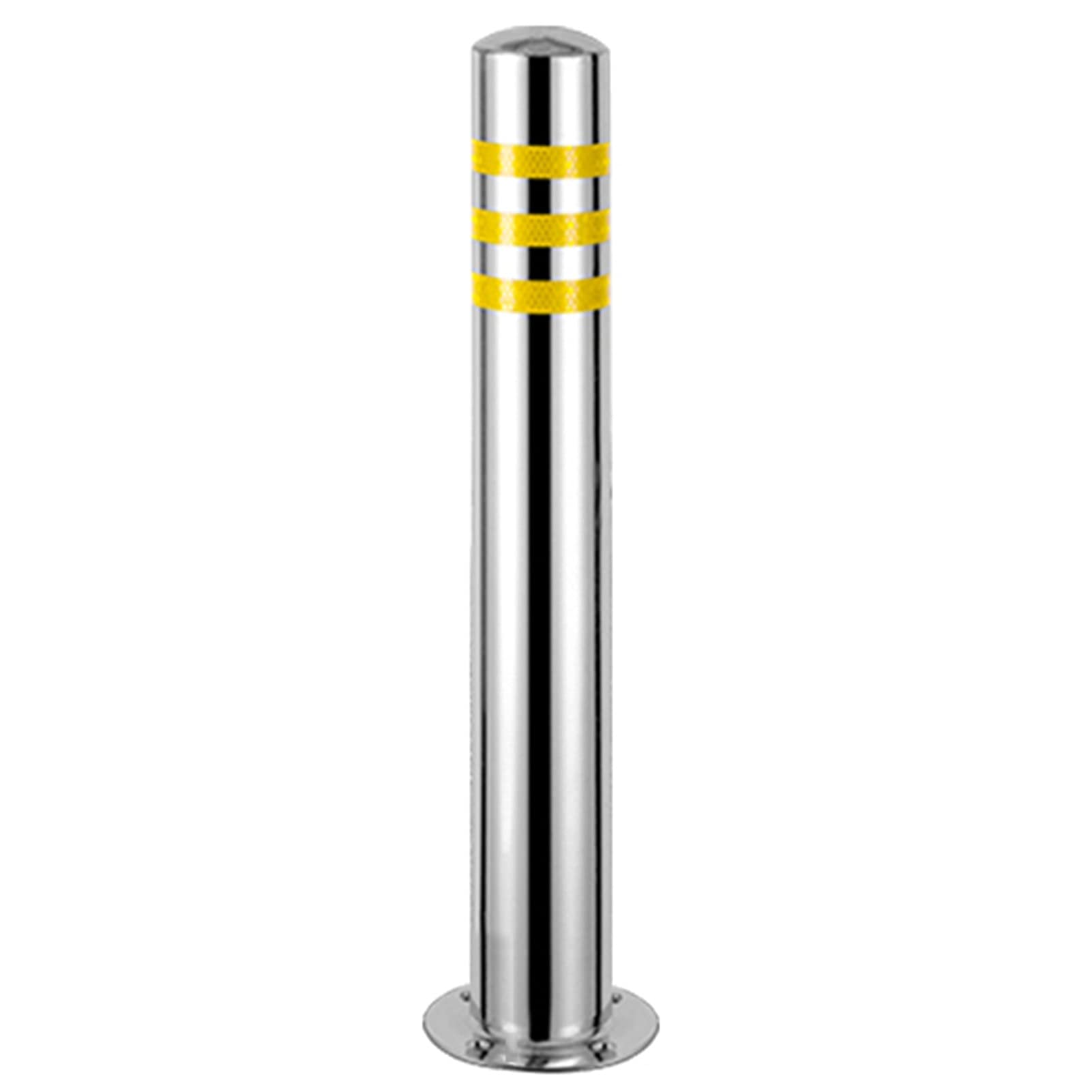 Premium Stainless Steel Driveway Parking Posts with Reflective Strips - 500mm Height, Anti-Rust Design, Easy Installation with Screws (Silver White, 500x76mm) - Ideal for Driveways, Garages, Parking Lots & Traffic Safety Control