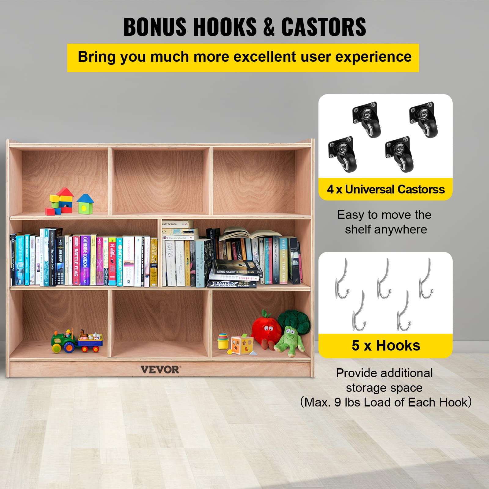 Happybuy 8-Section Classroom Cubbies Storage Cabinet - Organizer for Kids' Toys, Books & Supplies - Perfect for Home, School & Kindergarten - Durable Compartment Storage Furniture for Daycare & Playrooms