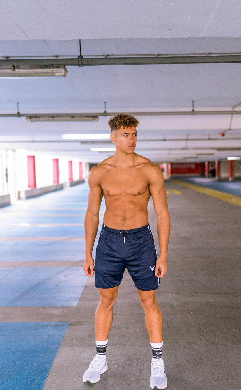 Cerus Navy Element Men's Gym Shorts - Breathable Quick-Dry Workout Shorts for Running, Training & Basketball | Comfortable Athletic Shorts for Men's Fitness & Active Lifestyle