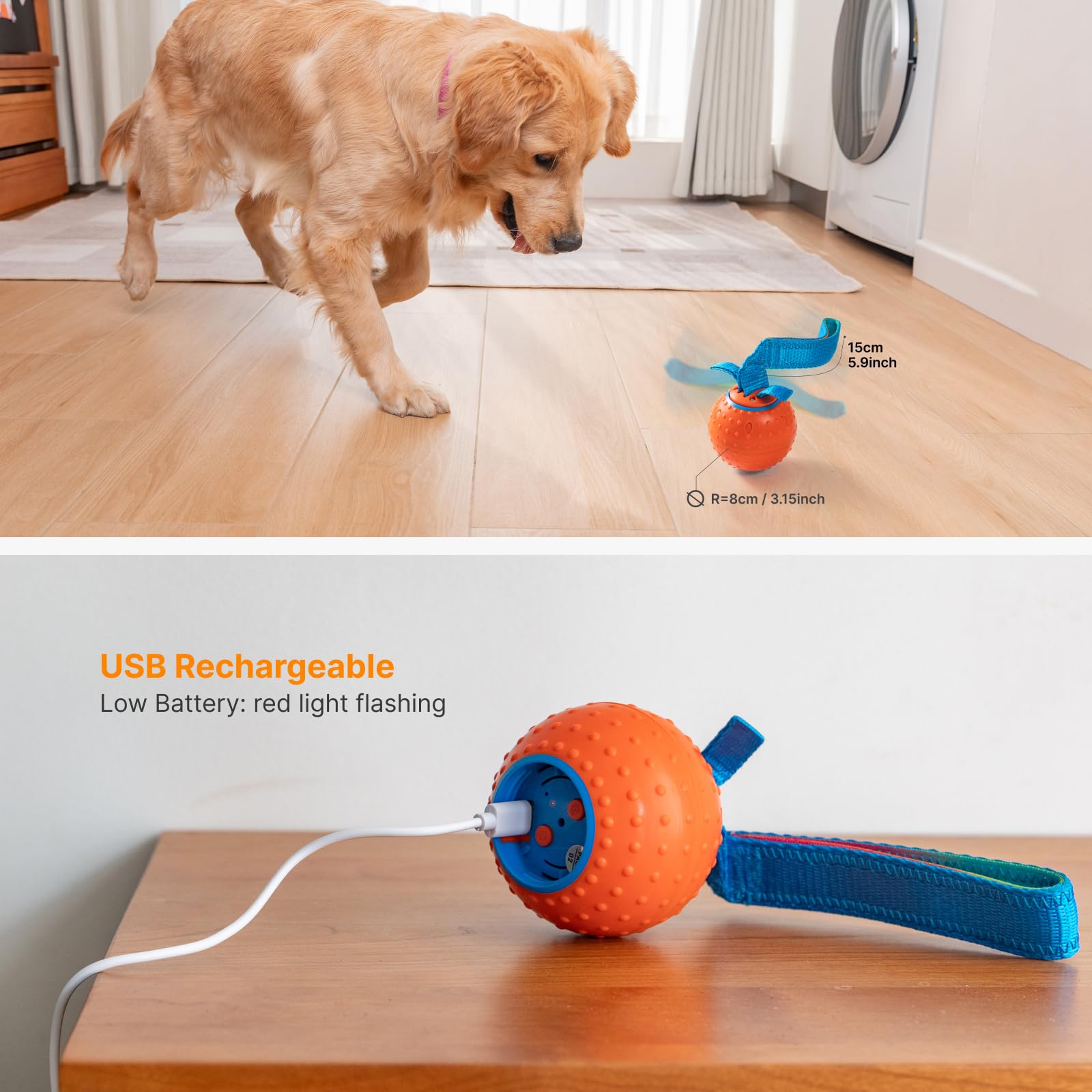 Interactive Electric Automatic Moving Dog Ball Toy - Rechargeable Smart Rolling Squeaky Ball for Small & Large Puppies - Keep Dogs Entertained & Relieve Boredom - Perfect for Indoor Play, Outdoor Exercise & Training Sessions