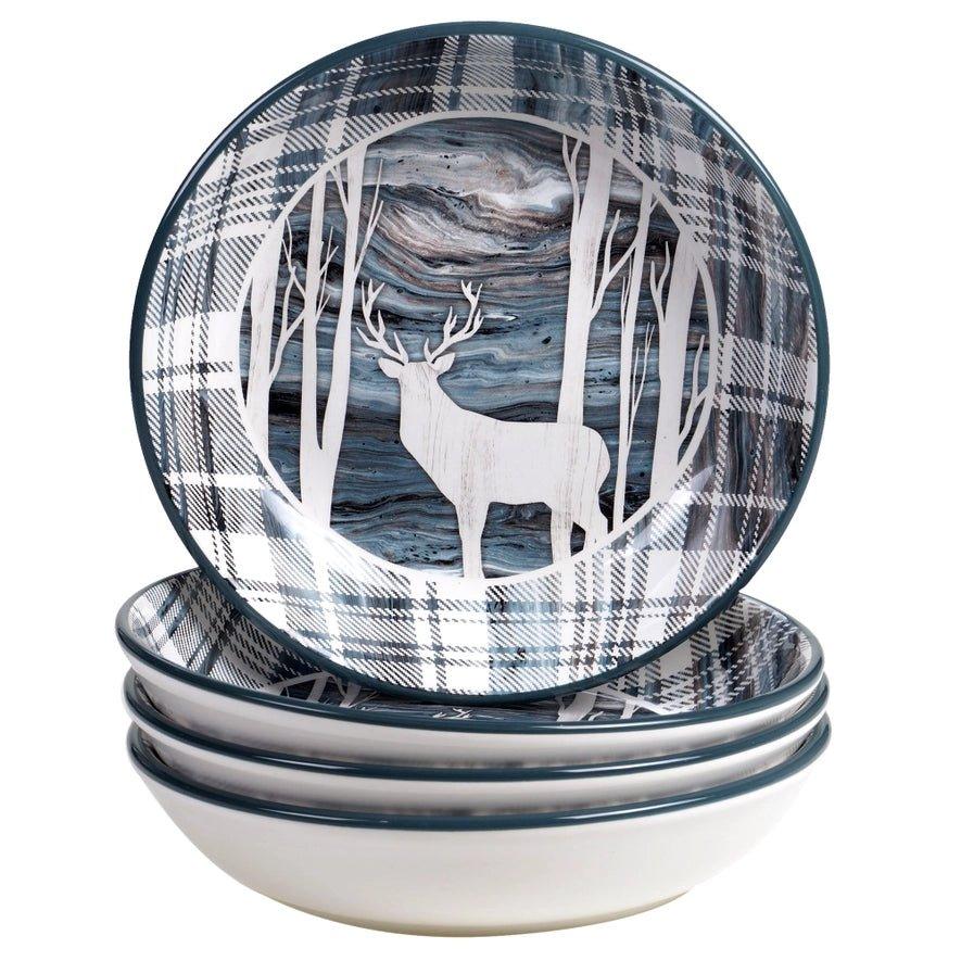 Premium Lone Oak Lodge Dinnerware Set - Elegant Stoneware Plates, Bowls & Mugs for Rustic Dining - Perfect for Farmhouse Kitchens, Cabin Retreats & Holiday Gatherings