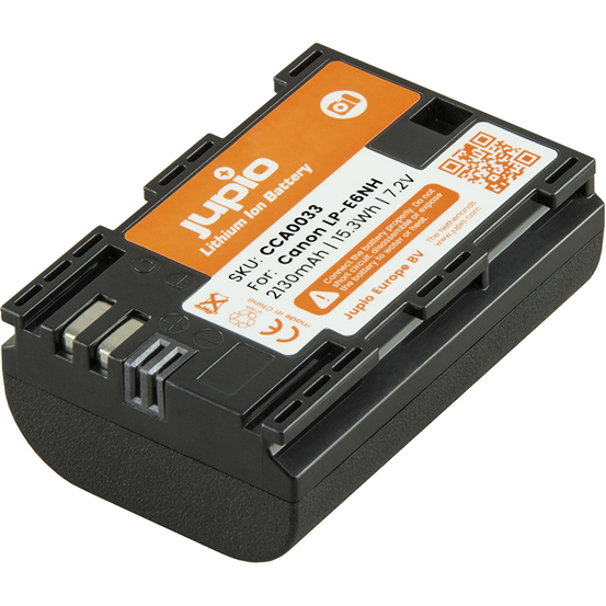 Jupio LP-E6NH Replacement Battery for Canon Cameras - 7.2V 2130mAh High Capacity - Compatible with EOS 5D Mark IV, 6D, 7D, 80D & More - Perfect for Travel, Wedding & Outdoor Photography