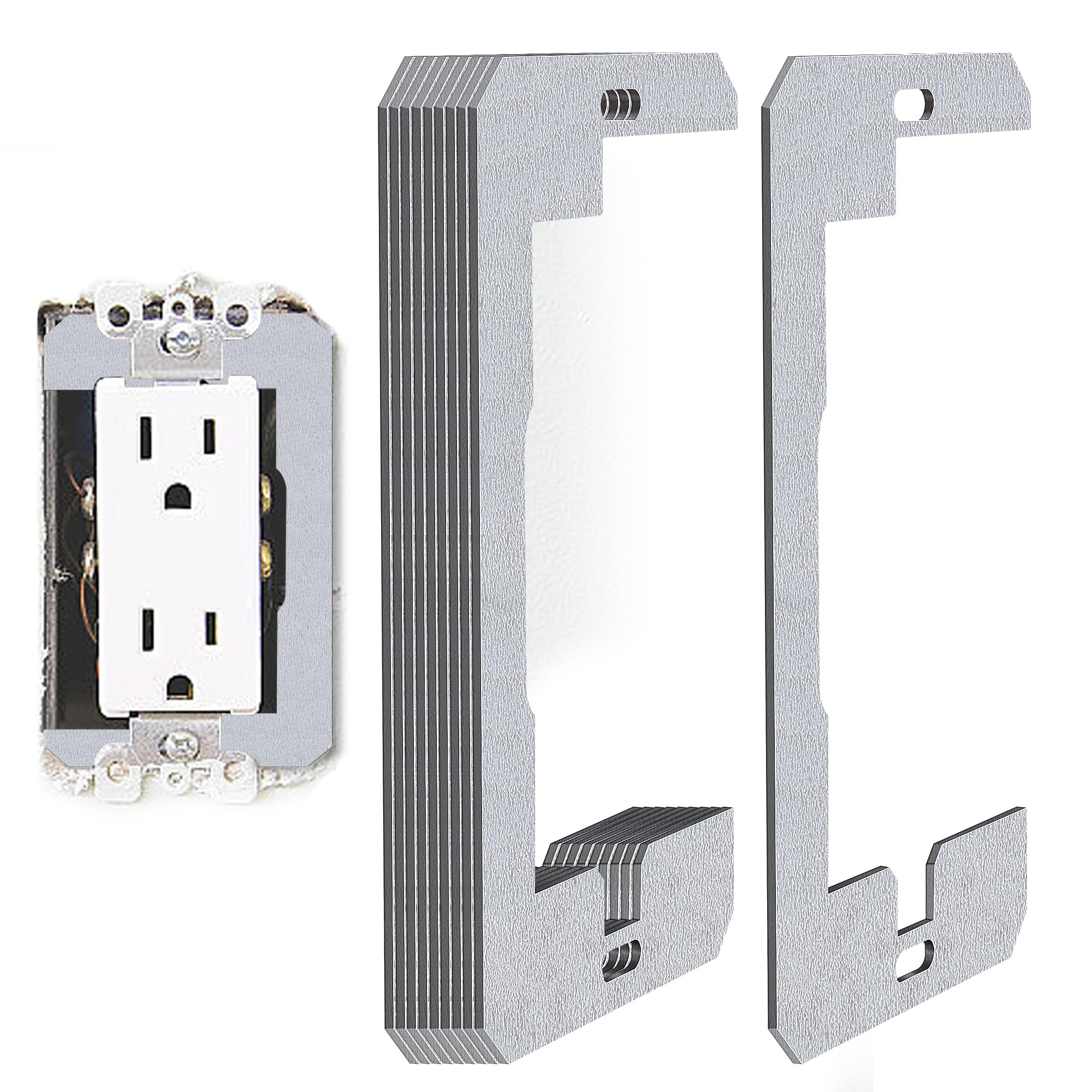 DECOHS 10-Pack Metal Wall Plate Spacers - Flush Fit Levelers for Electrical Outlets & Boxes - Home DIY Fixing
