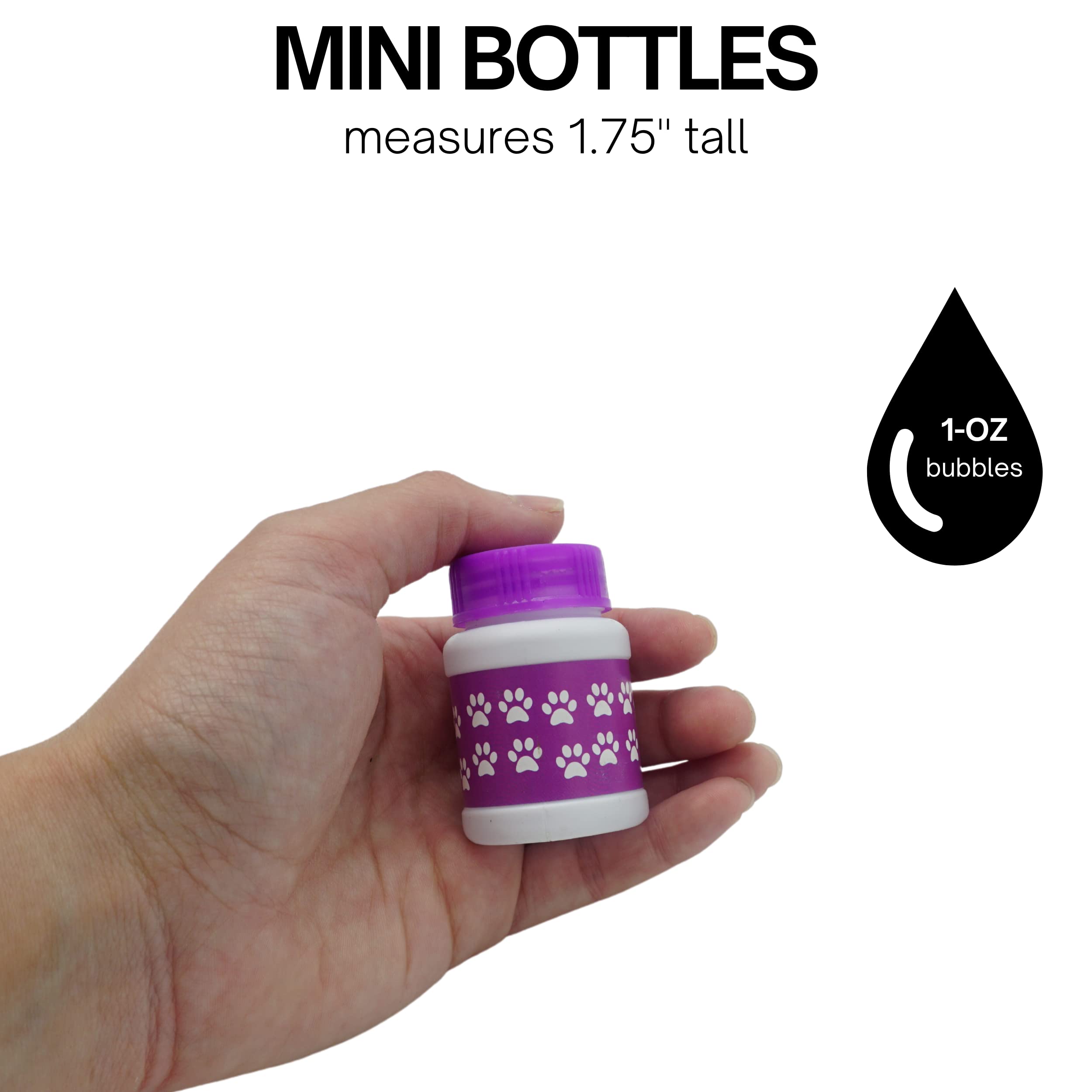 4E's Novelty Paw Print Bubble Bottles - Pack of 24 Mini Bubbles (1 FL oz) - Fun Bubble Wand Blowing Toys for Kids, Boys & Girls - Perfect for Dog Themed Parties, Birthday Favors, Outdoor Play & Summer Activities