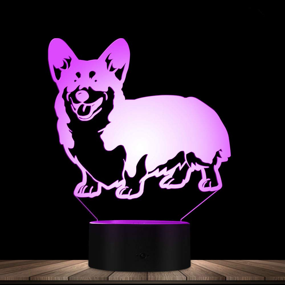 3D Cokey Dog Night Light - LED Touch Switch Table Lamp with 7 Color Changing Modes, Optical Illusion Desk Decor for Kids Room, Nursery, Christmas Gift, Birthday Present, Home Decoration (Perfect for Bedtime, Playrooms & Gift-Giving)