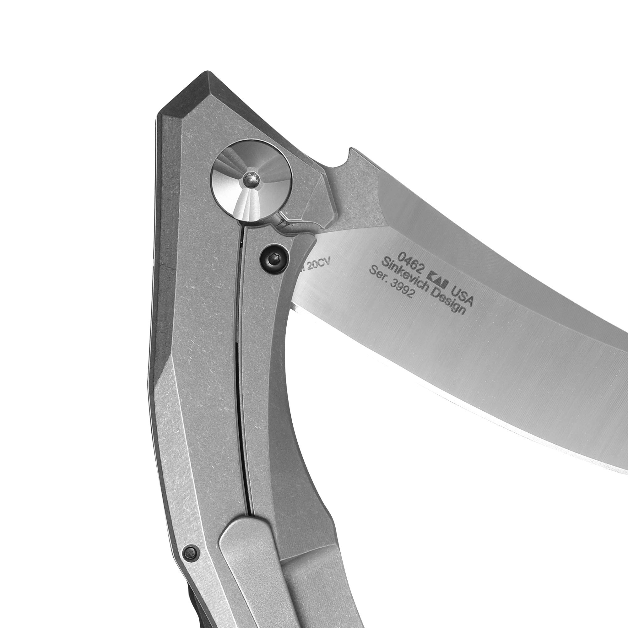 Zero Tolerance 0462 Sinkevich Pocket Knife - CPM 20CV Satin Blade, Red/Gray Carbon Fiber & Titanium Handle, KVT Manual Open, Reversible Pocket Clip (3.7 oz, 8.9