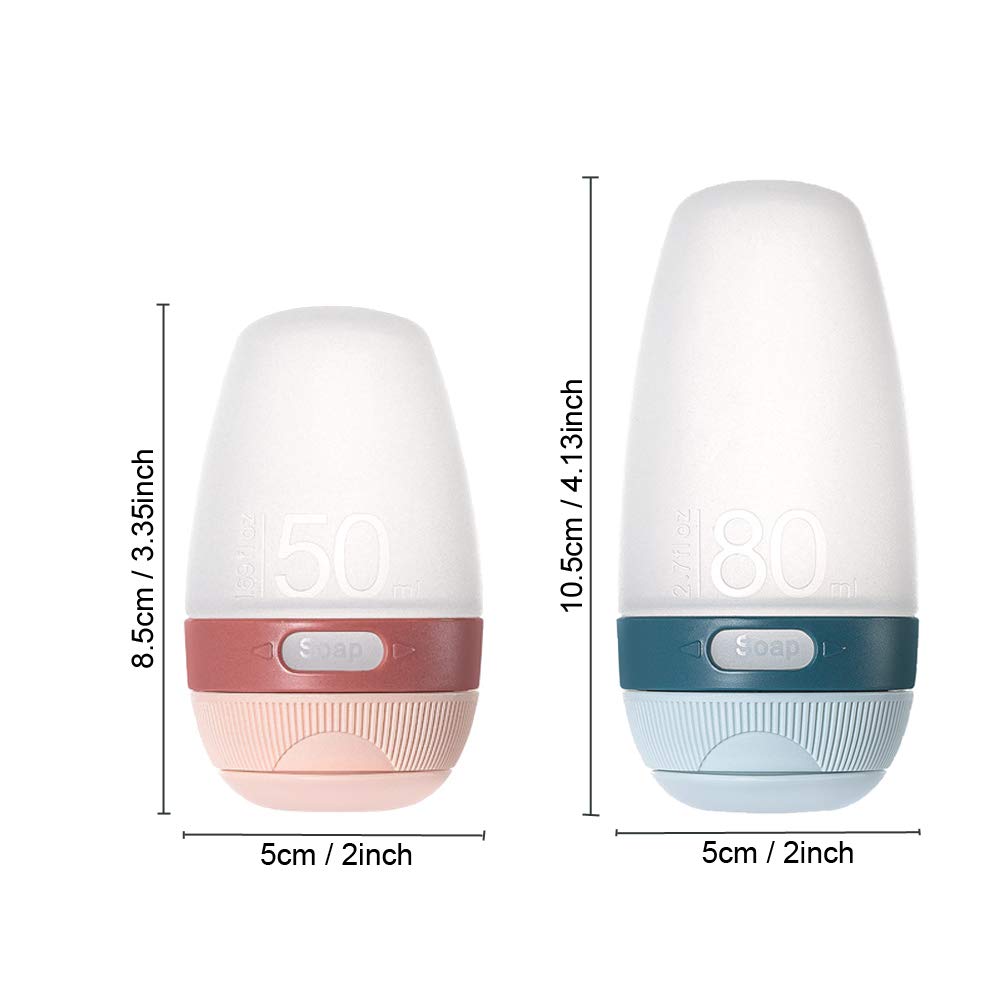 **Leak-Proof Silicone Travel Bottles (2-Pack, 2.7oz/80ml) – Refillable Squeezable Toiletry Containers for Shampoo, Lotion & Soap – Perfect for Air Travel, Gym & Vacation Essentials**