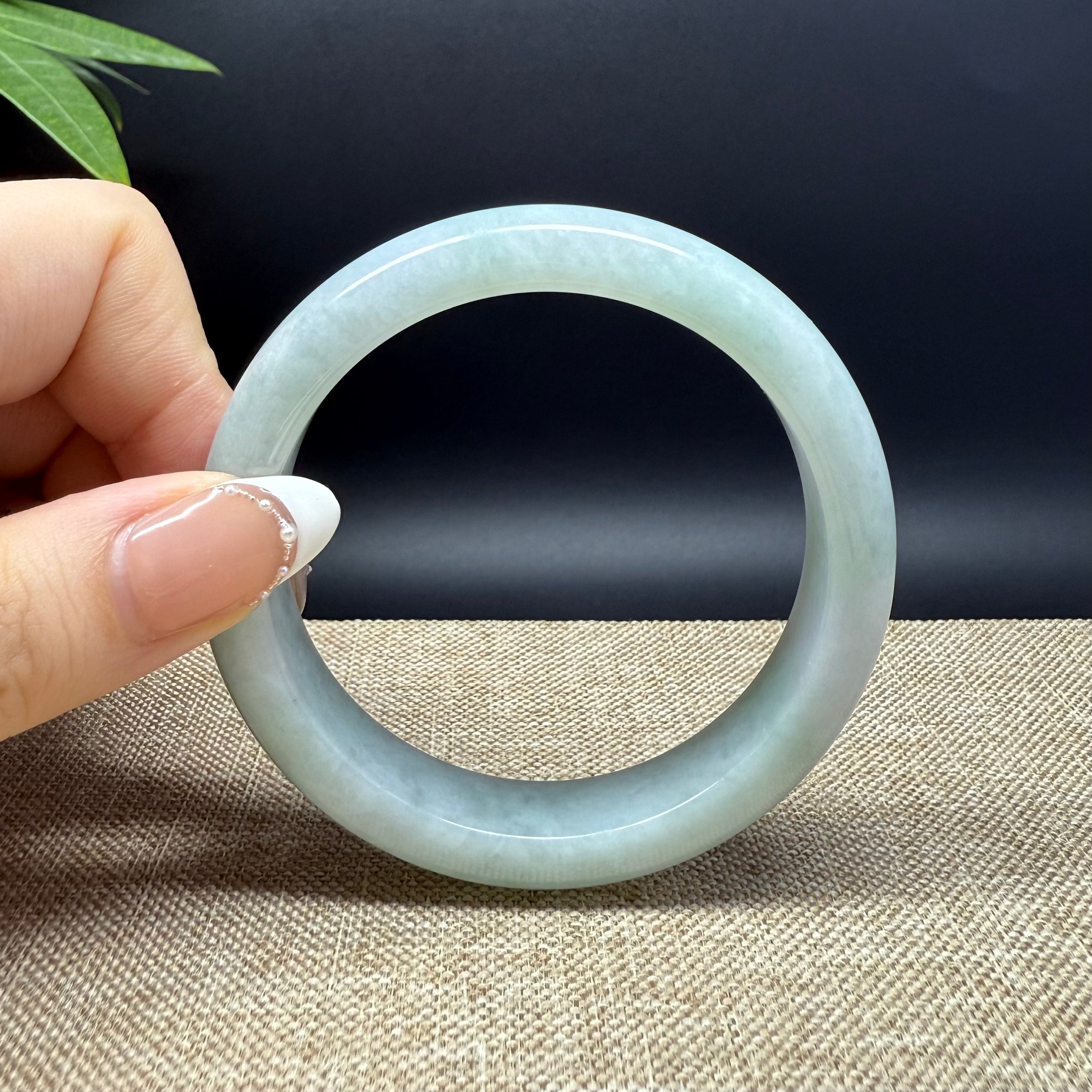 Authentic Burmese Green Jadeite Bangle Bracelet - 57.7mm Handmade Natural Jade Jewelry for Women - Perfect for Gifts, Meditation & Spiritual Healing