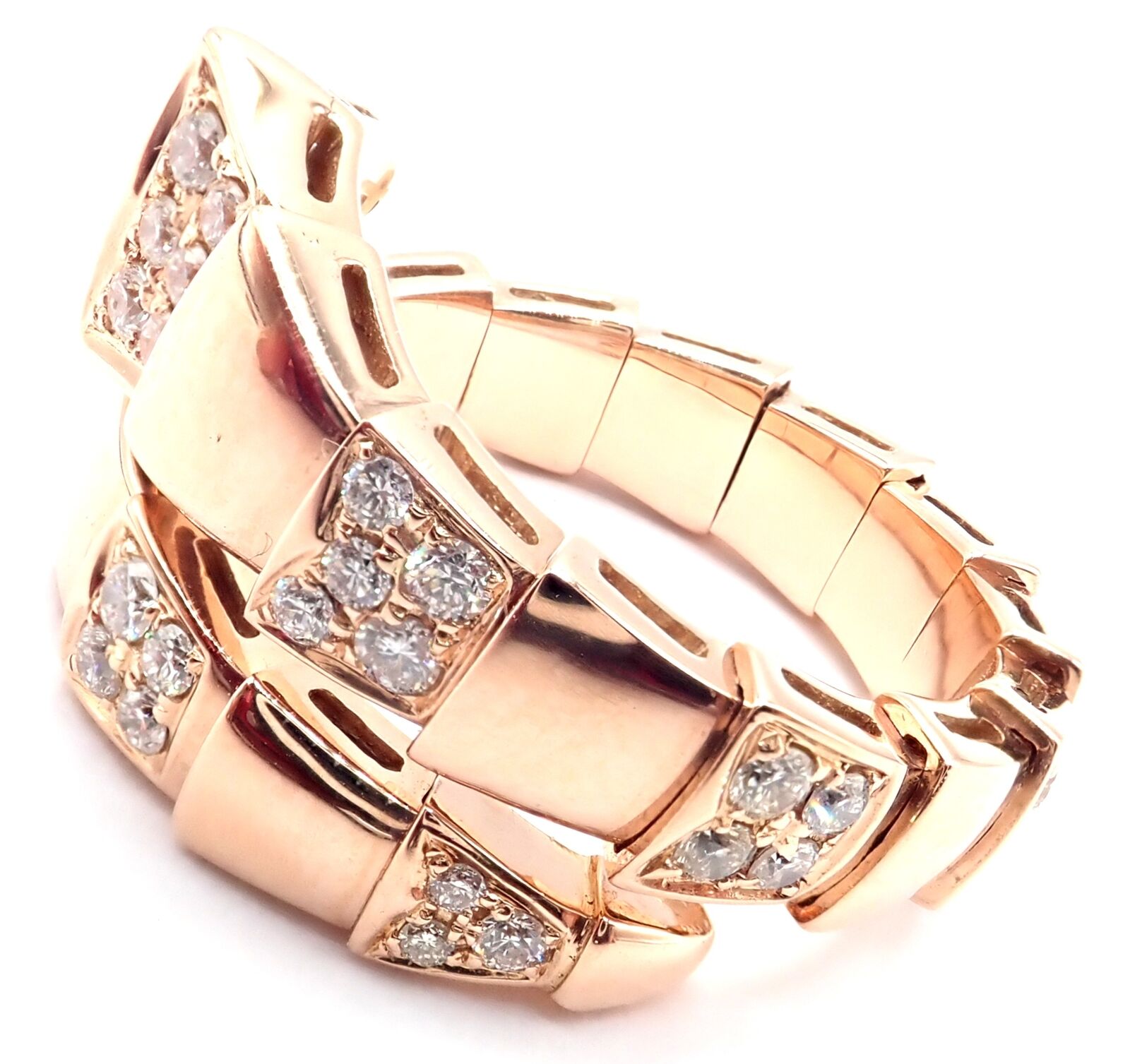 Authentic Bulgari Bvlgari Serpenti Viper 18k Rose Gold Diamond Ring Size 8.75 - Luxury Jewelry for Women, Perfect for Weddings, Anniversaries & Special Occasions