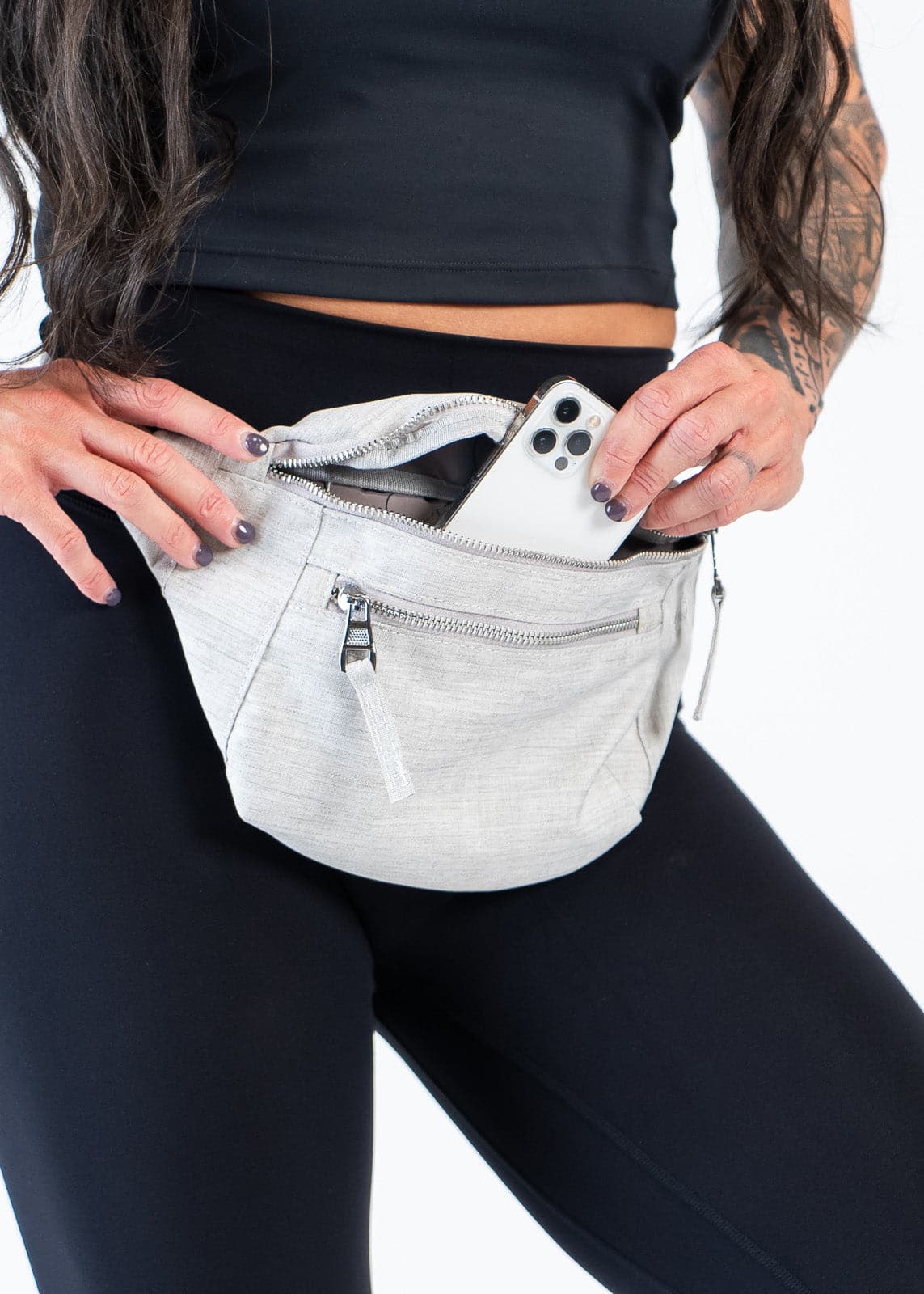 Stylish Grey Crossbody Belt Bag for Women & Men - Fashionable Waist Pack Fanny Pack for Travel, Running, Hiking & Everyday Use
