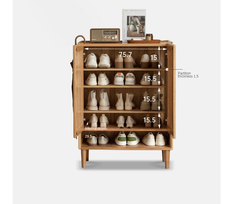 Solid Oak Wood Shoe Storage Cabinet with Bench - Entryway Shoe Organizer for Hallway, Living Room & Bedroom - Perfect for Changing Shoes & Organizing Footwear