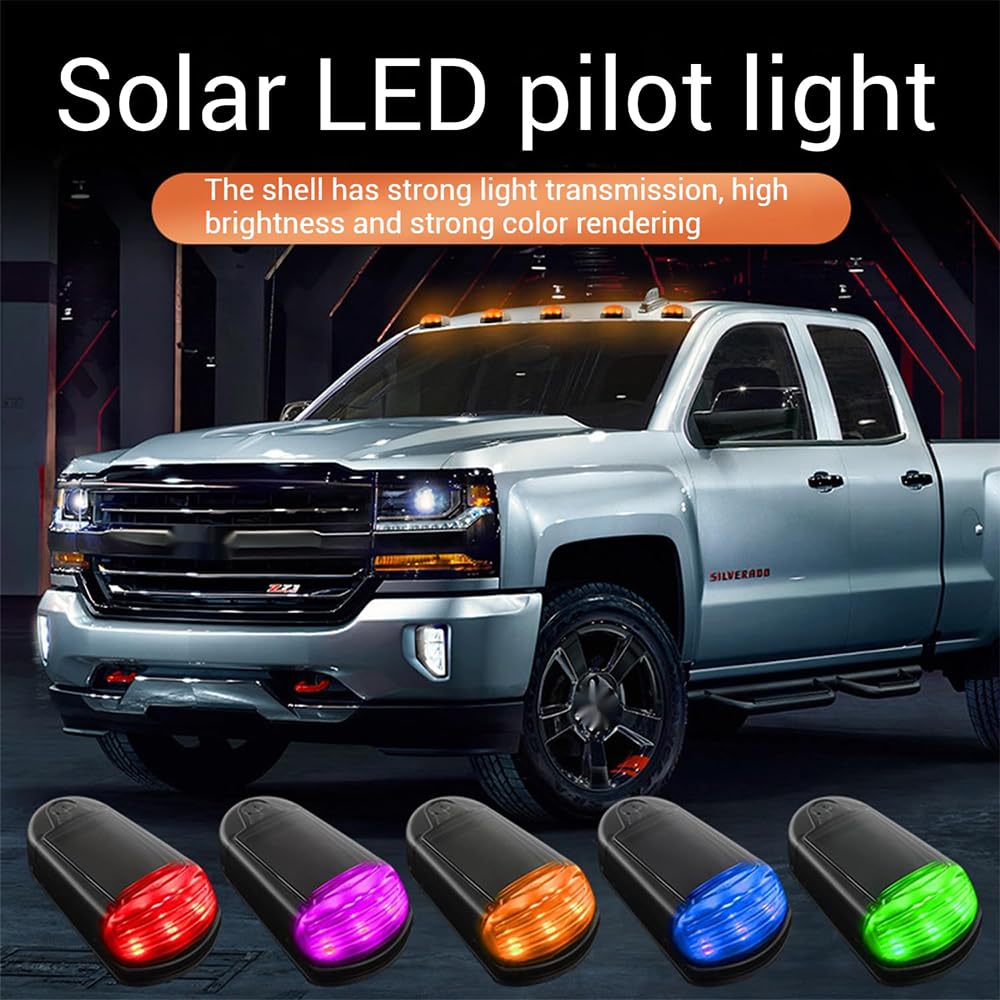2024 Upgraded Solar Powered Truck Cab Lights - No Drill Installation, Wireless with Vibration Sensor (Black/Yellow) - Perfect for Night Driving & Off-Road Adventures
