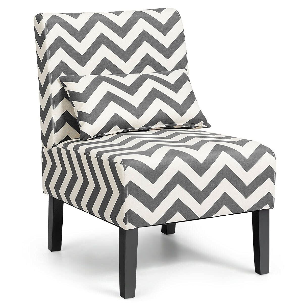 Armless Accent Chair - Modern Single Sofa with Lumbar Support Pillow for Living Room, Bedroom & Office | Comfortable Leisure Reading Chair