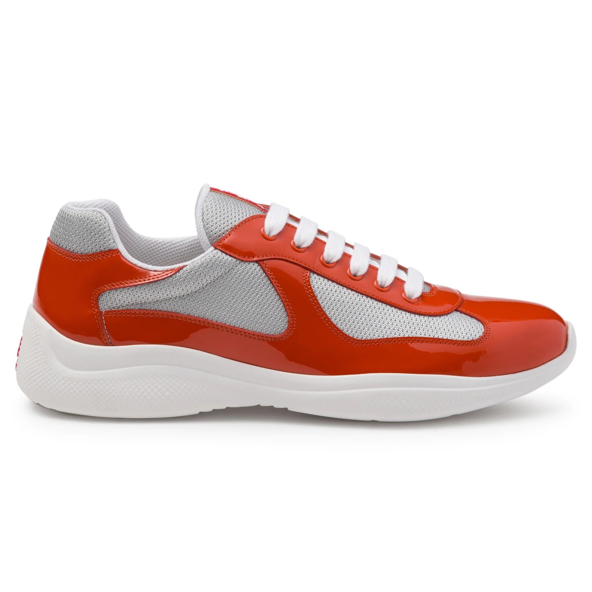 Prada Americas Cup Orange & Silver Sneakers for Men - Stylish Luxury Running Shoes for Casual Wear & Fashion Street Style